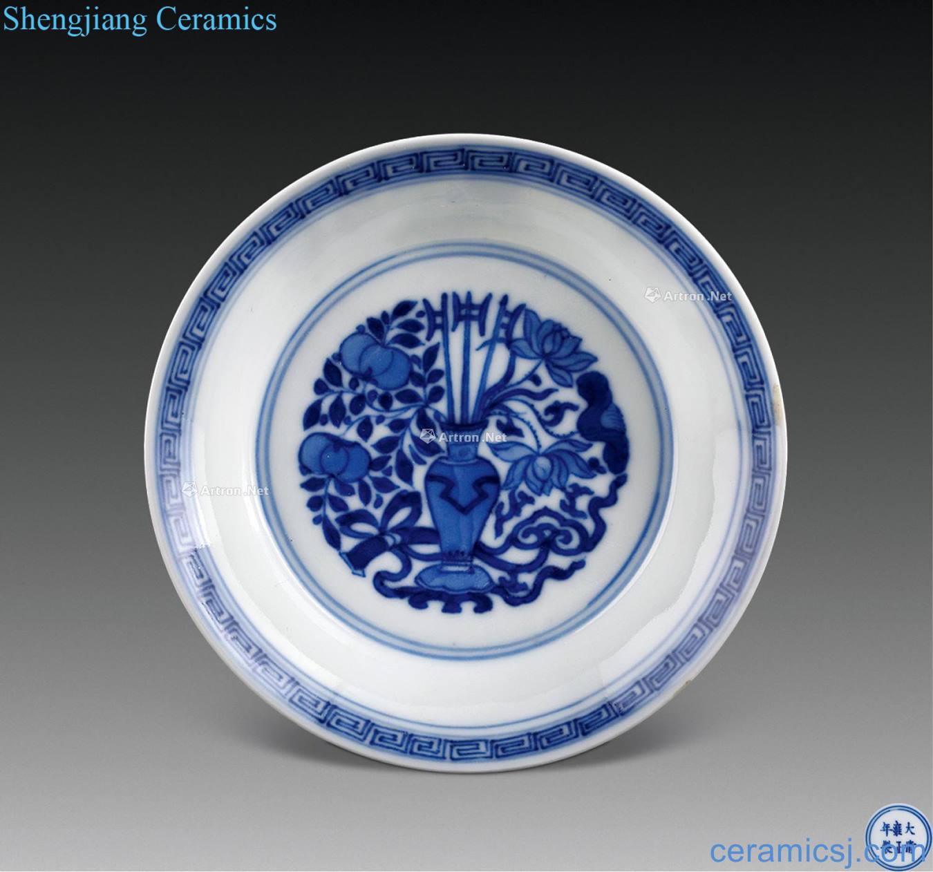 Qing yongzheng blue flat level 3 dish
