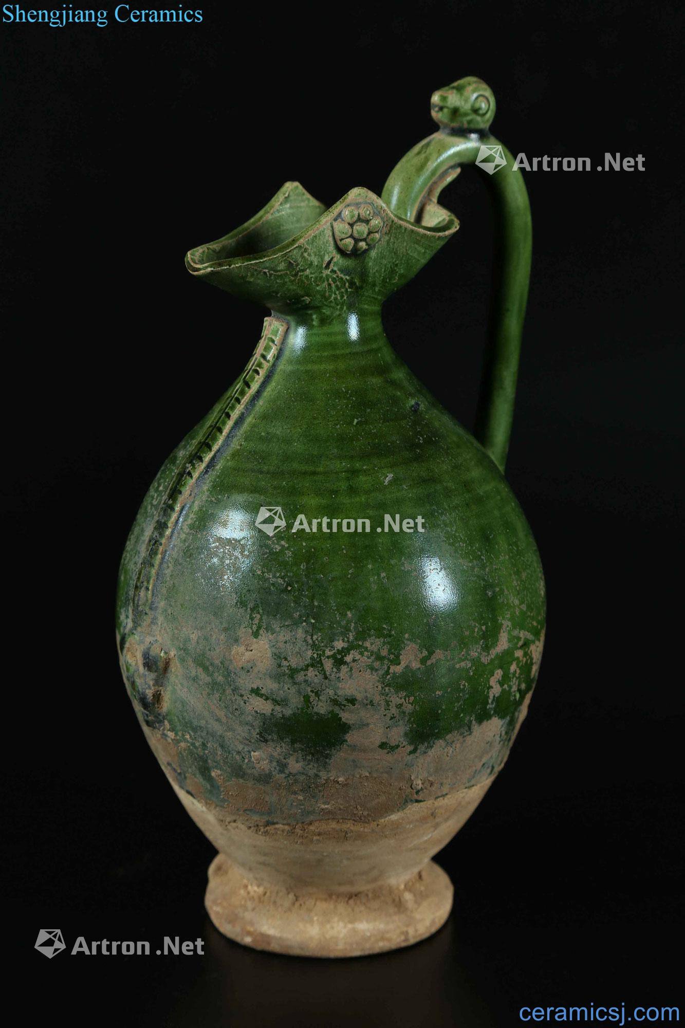 Song dynasty A GREEN GLAZED EARTHENWARE PITCHER CHINA