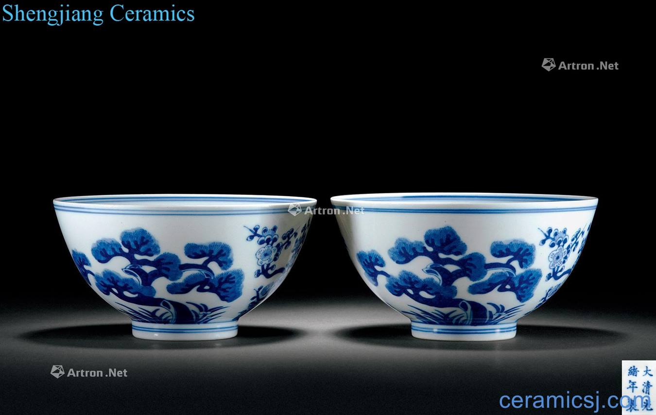 Qing guangxu Blue and white shochiku mei bowl (a)