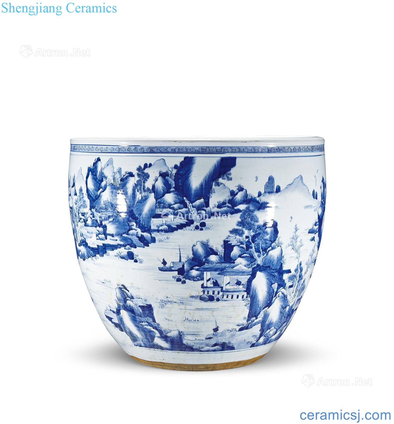 The qing emperor kangxi Blue and white landscape character story vats