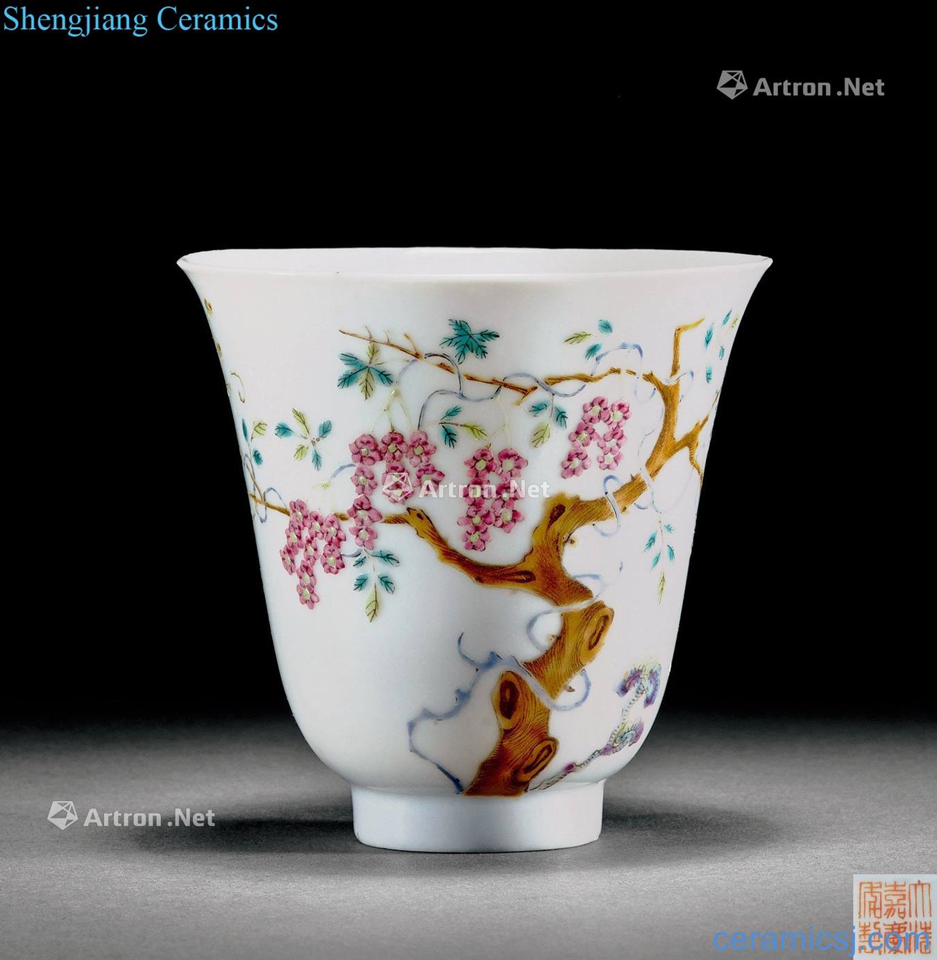 Qing jiaqing pastel flowers lines the bell cup