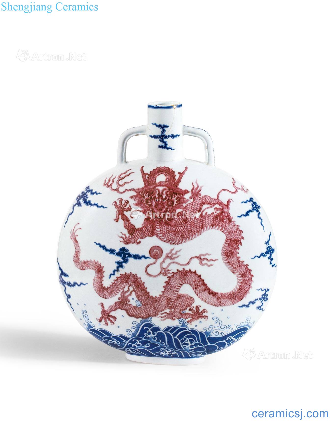 Qing qianlong Blue and white youligong YunLongWen on bottles