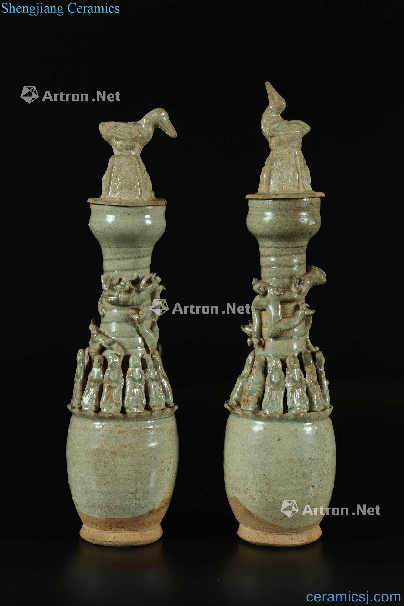Song dynasty A PAIR OF GLAZED EARTHENWARE SOUL VASESCHINA
