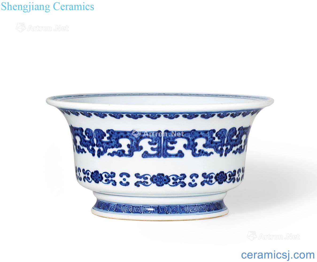 Blue and white dragon grain qing yongzheng flowerpot