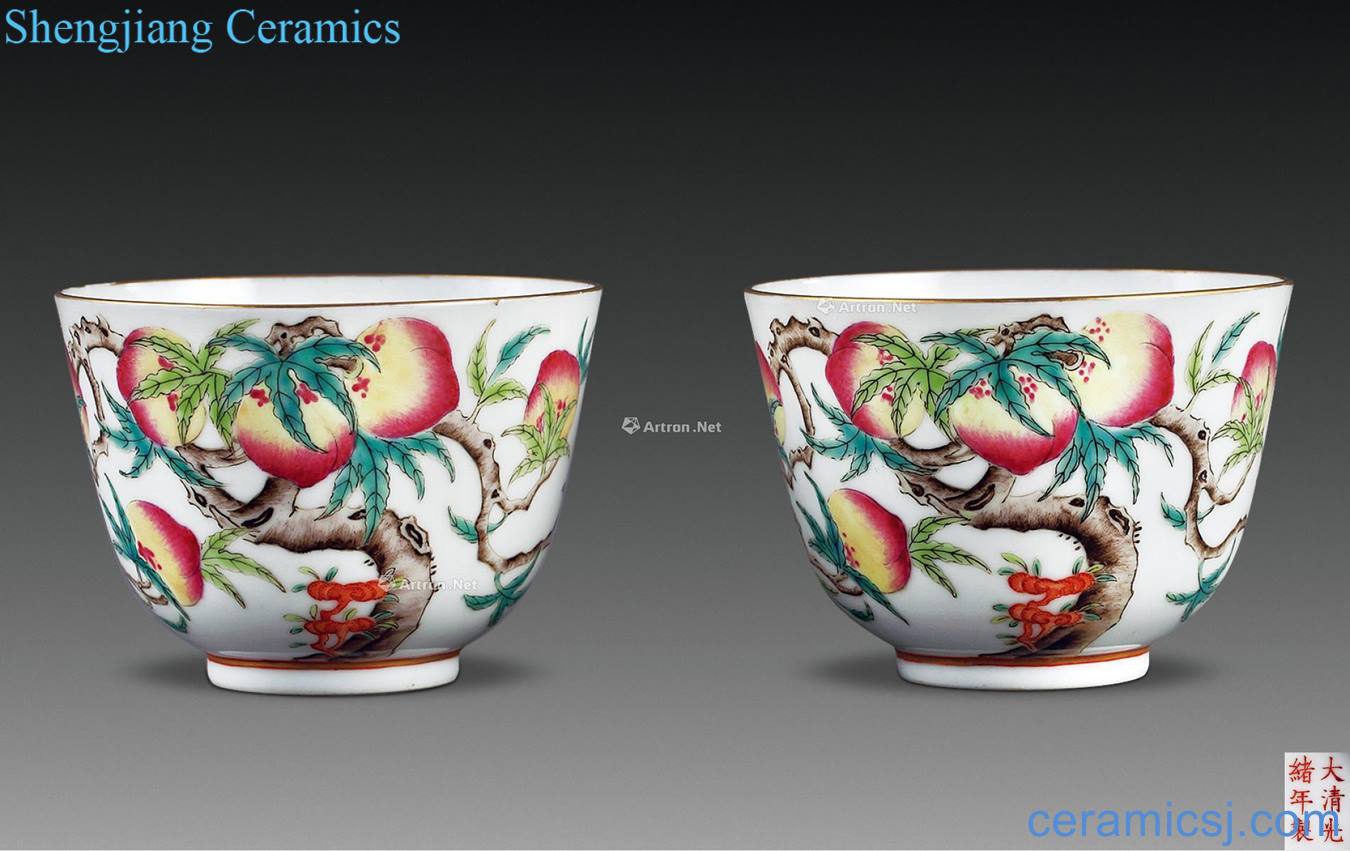 Qing guangxu pastel peach is a cup of (a)