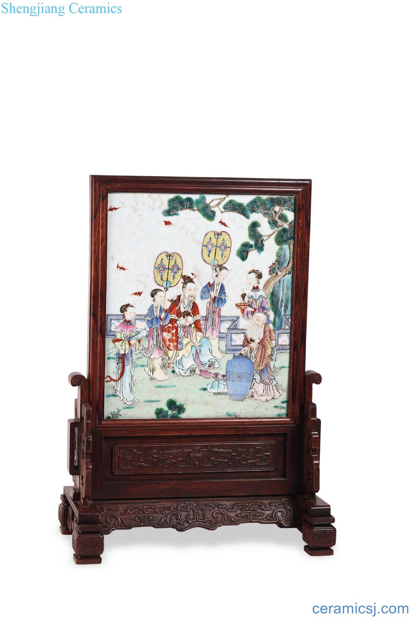 Qing qianlong stories of famille rose porcelain plate plaque