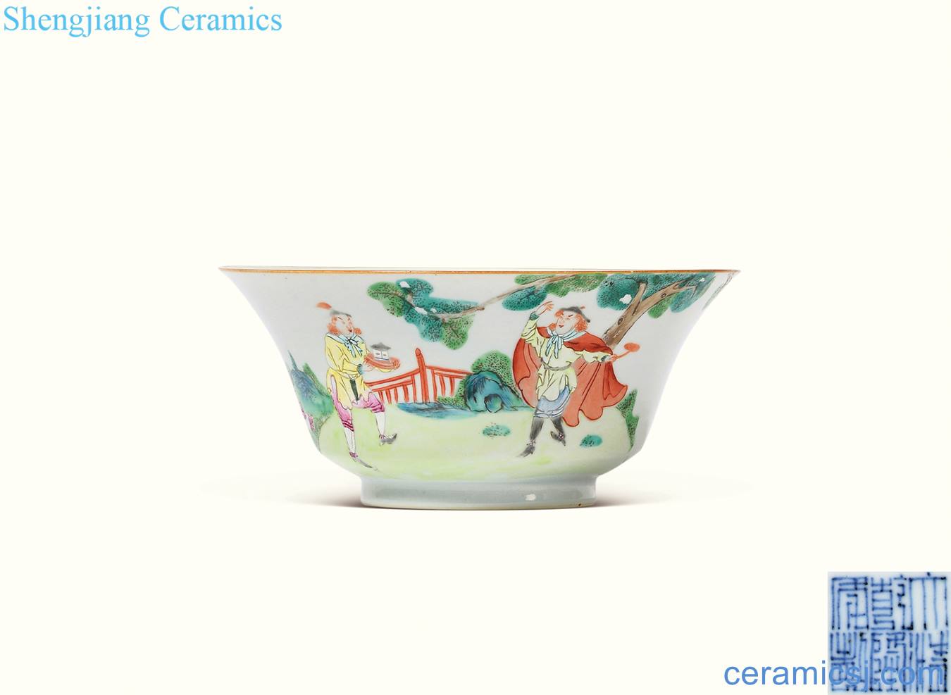 Qing qianlong pastel bowl of western characters