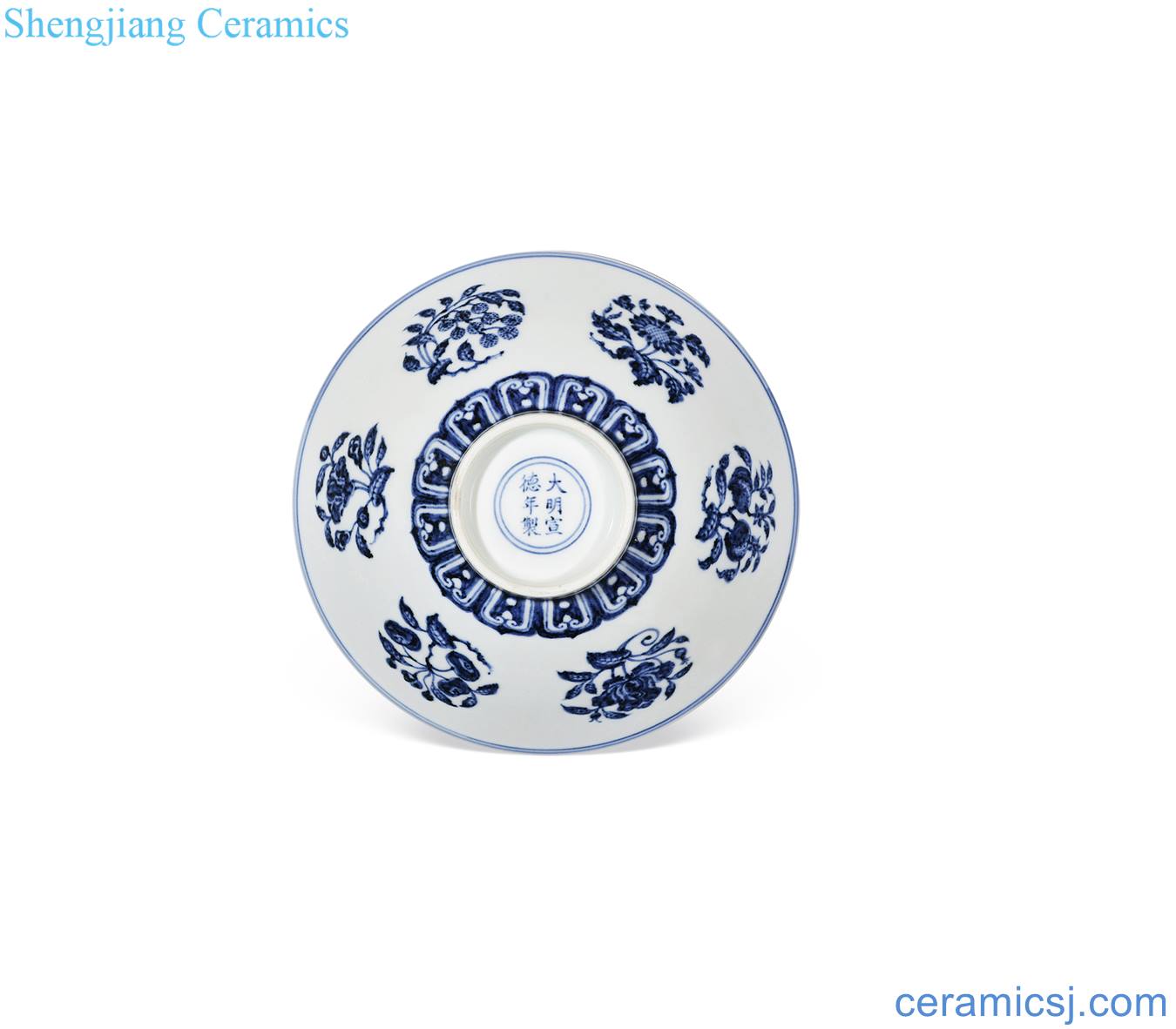 Ming xuande Blue and white ruffled branch flowers dai li type bowl