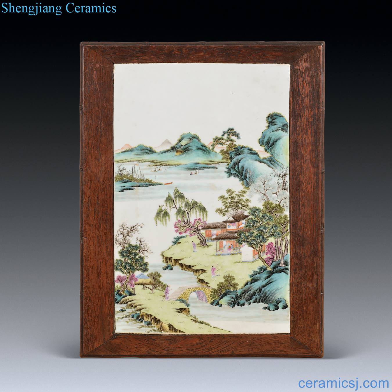 Pastel landscape character coats reign of qing emperor guangxu porcelain plate