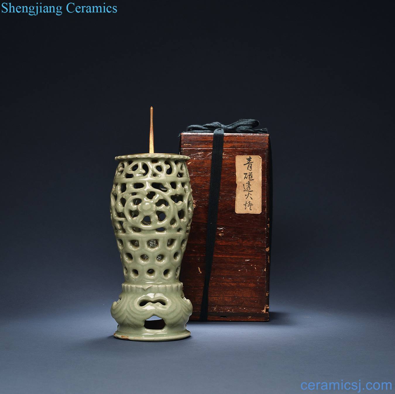 Ming Longquan engraved look candlestick