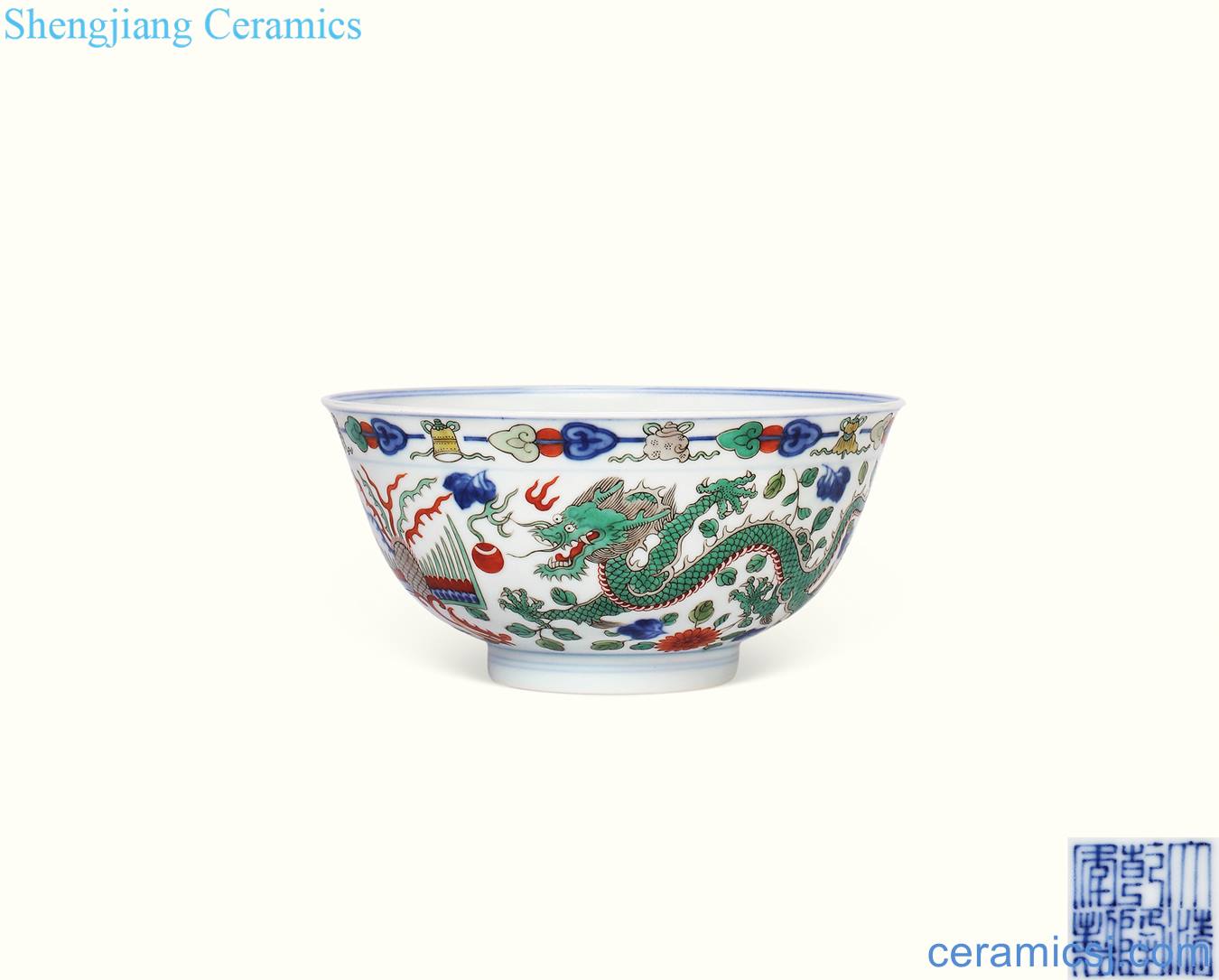Qing qianlong Five dragon grain big bowl