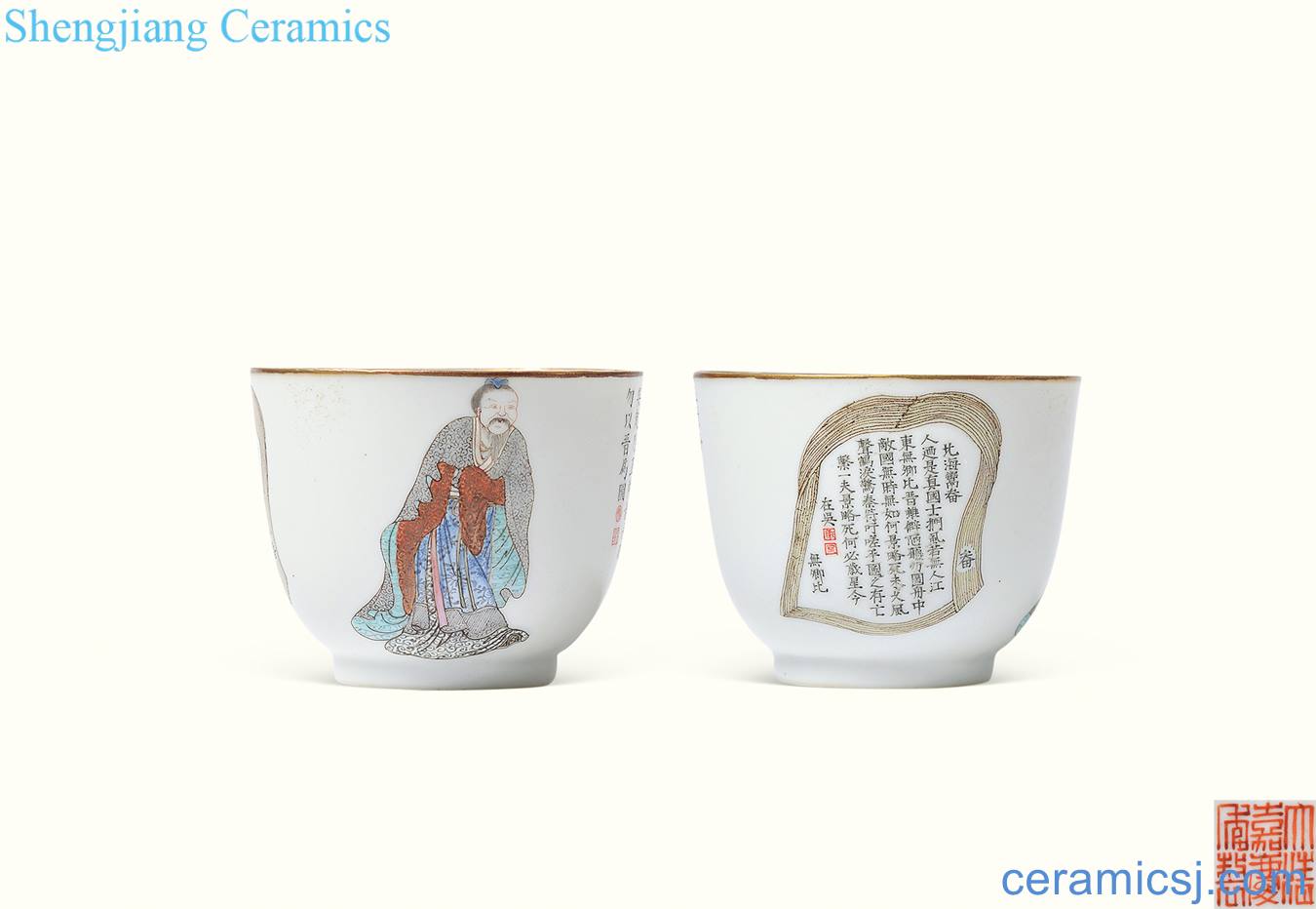 Qing jiaqing pastel unique spectrum of cup