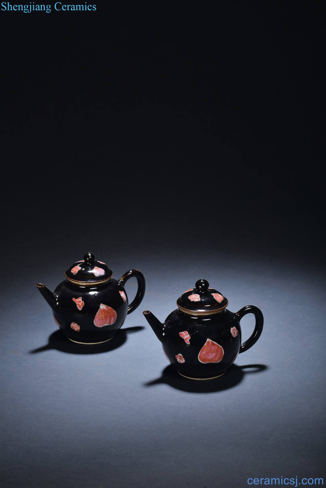 The qing emperor kangxi sharply glaze with pastel peach small pot of (a)