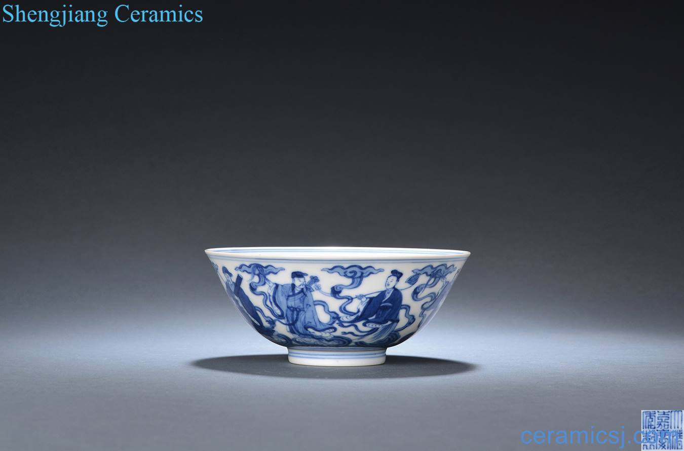 Qing jiaqing Blue sea bowl