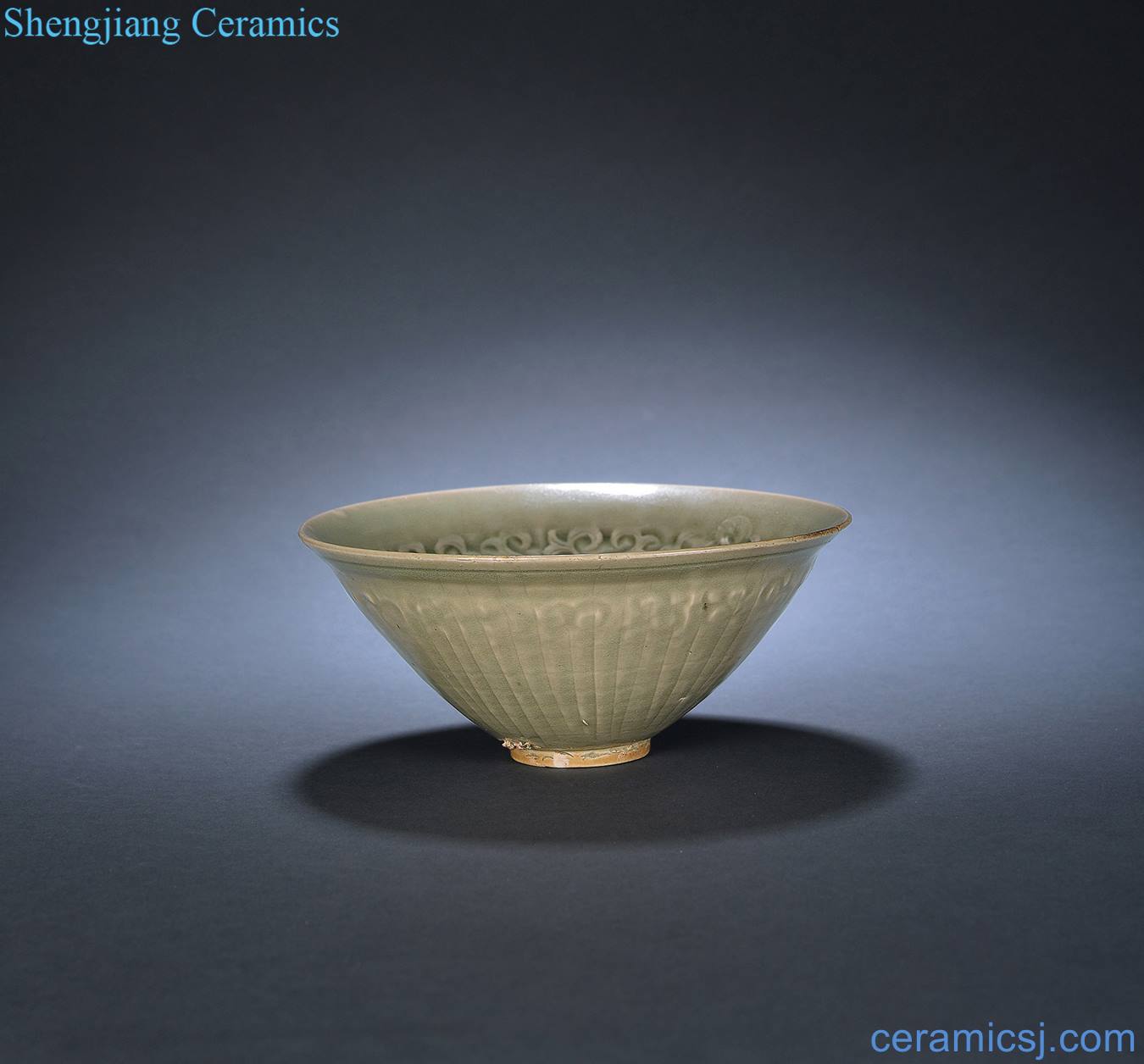 yuan Yao state kiln carved flower grain hat to bowl
