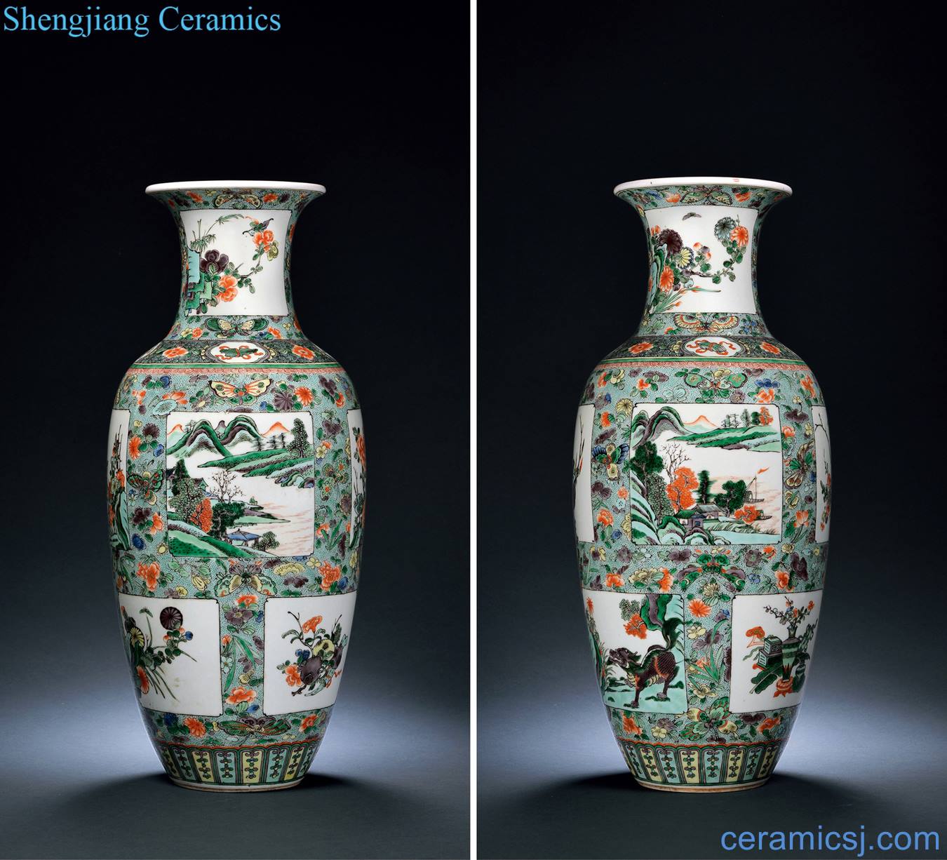 Qing guangxu Colorful medallion and grain goddess of mercy bottle