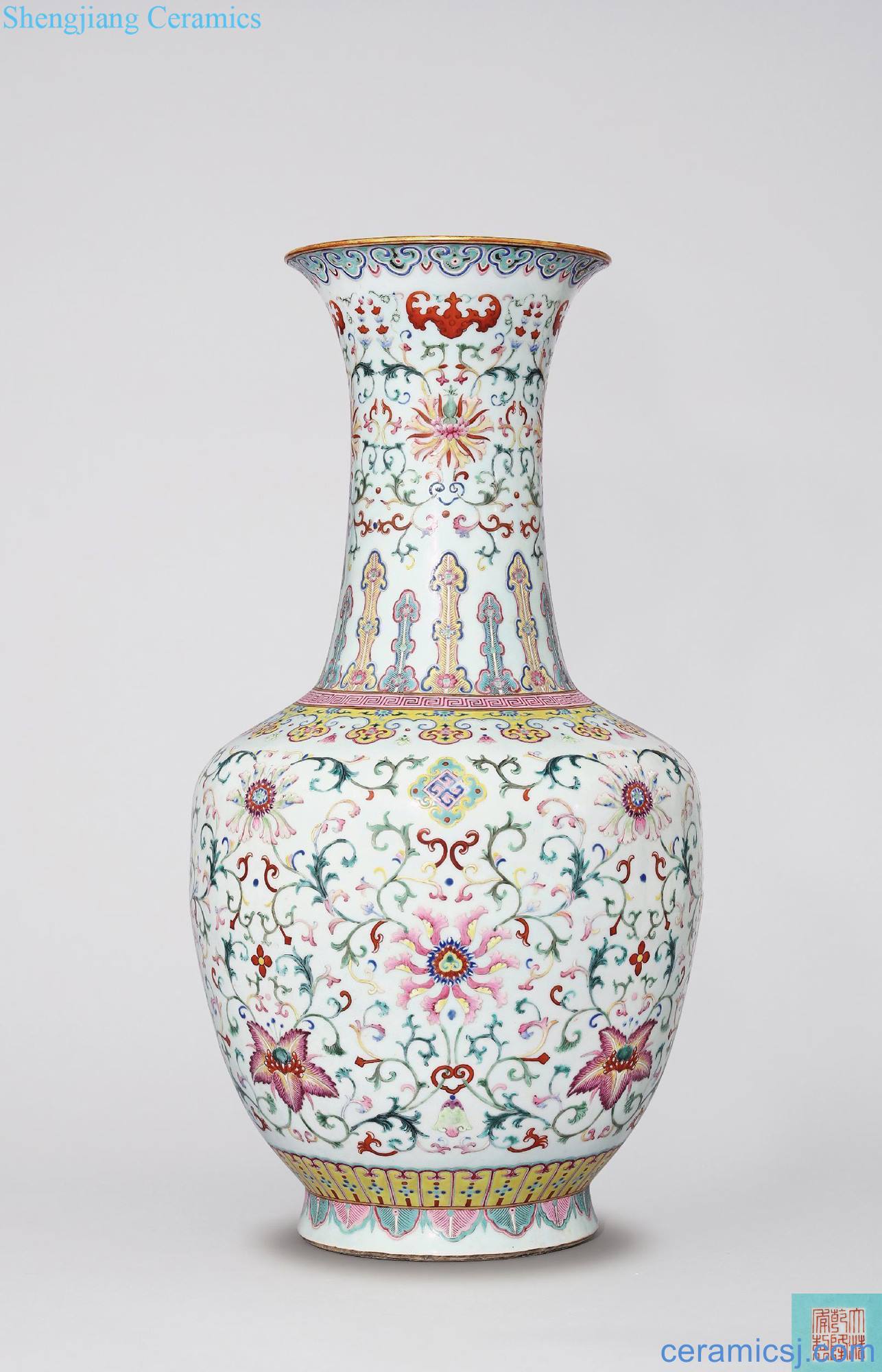 Qing qianlong pastel treasure spend large bottle
