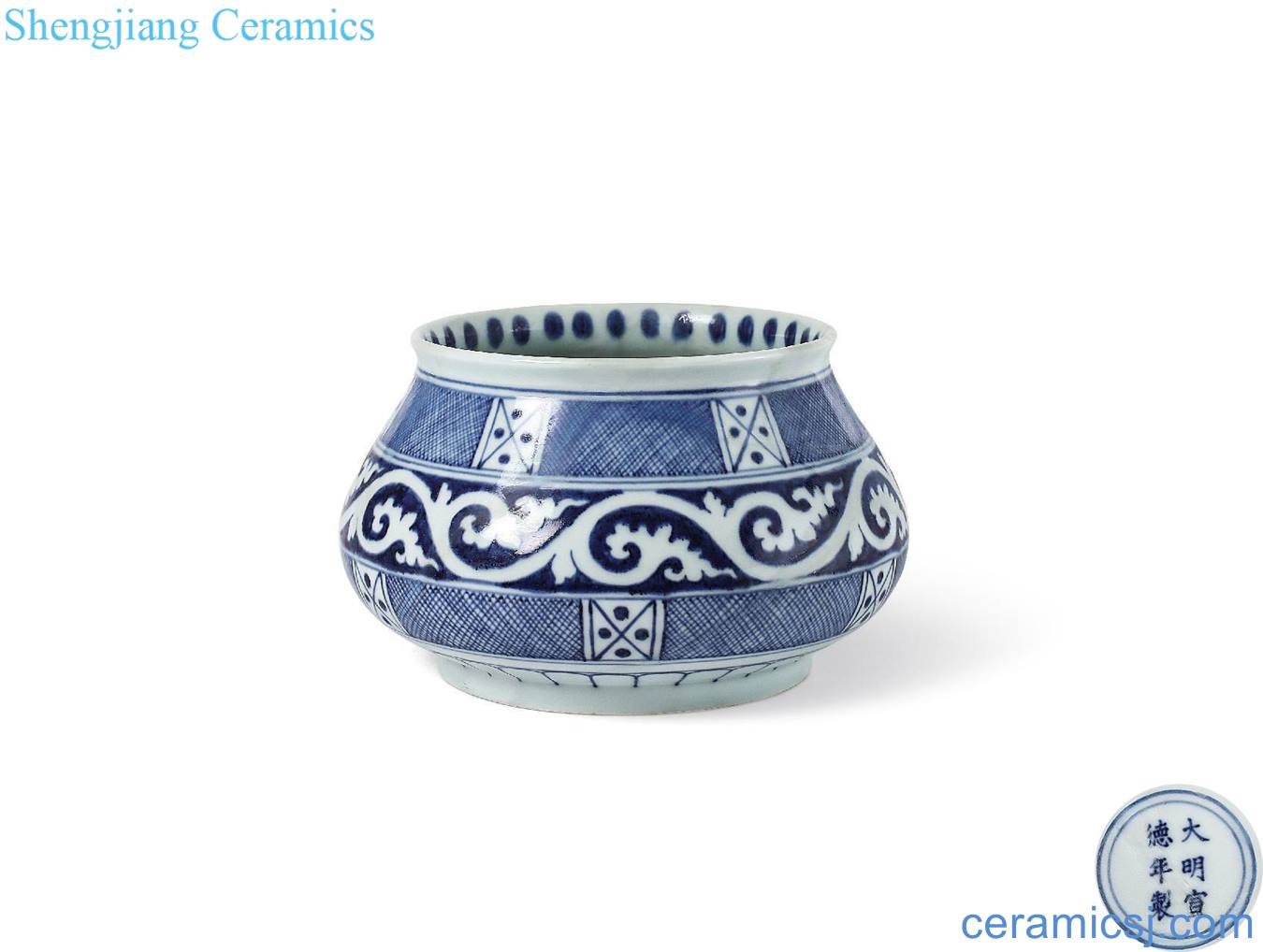 Ming xuande Blue and white checkered fish basket