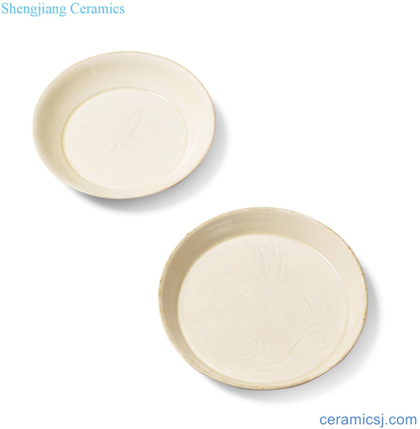 yuan White glazed row carved xuan pattern plate (2)