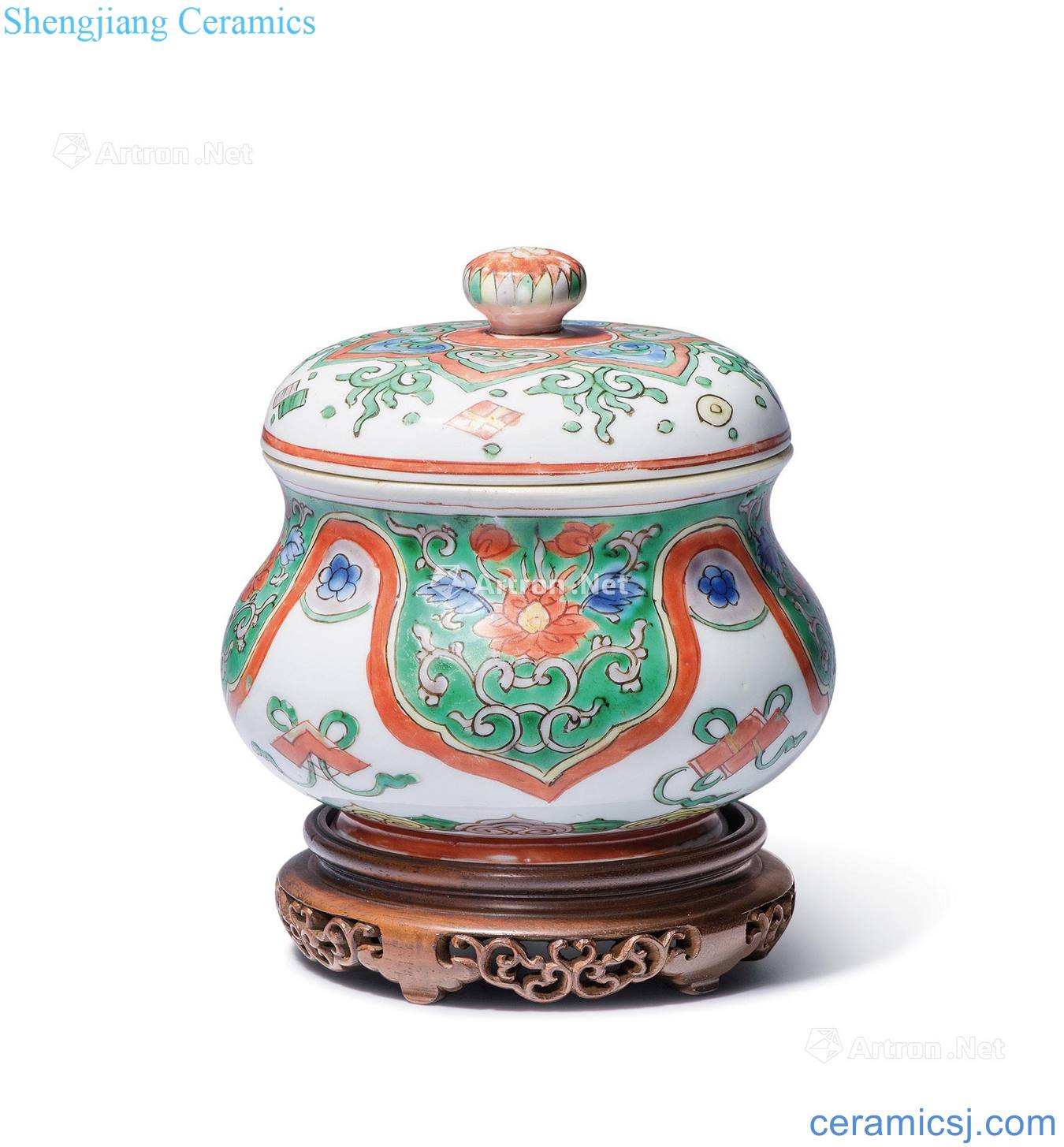The qing emperor kangxi Colorful eight auspicious lines cover tank