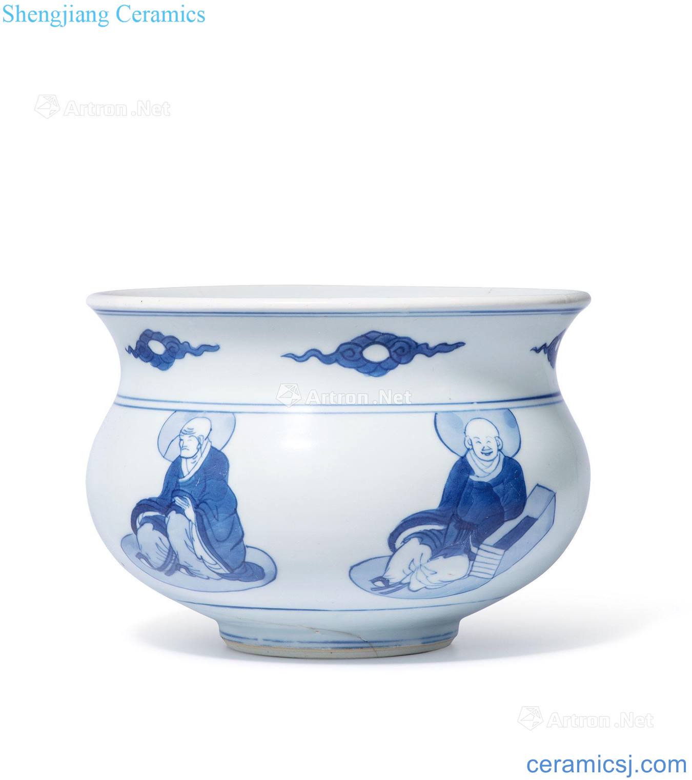The qing emperor kangxi Blue and white Luo Hantu bowl type furnace
