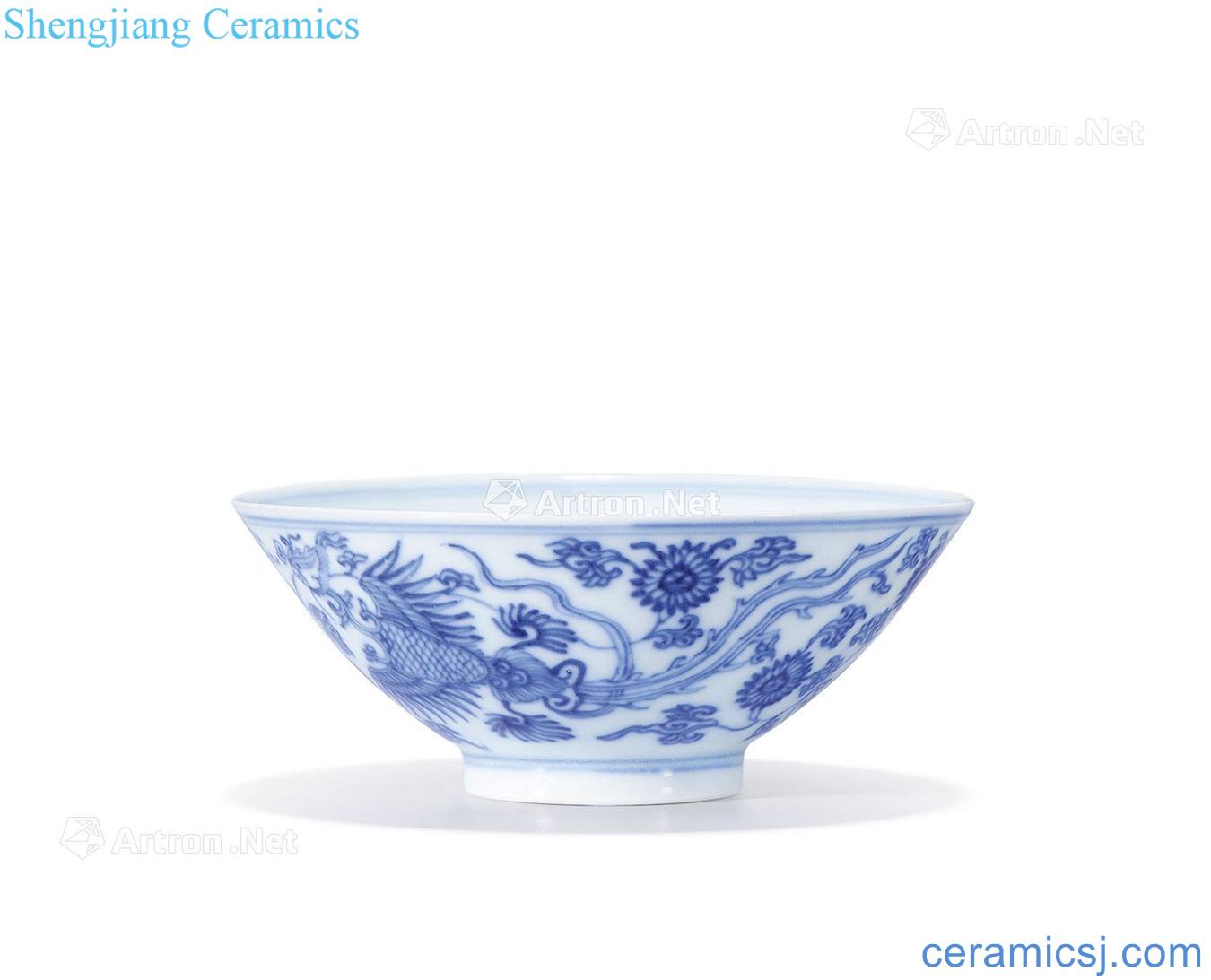 Qing yongzheng Blue and white chicken wear pattern small cup