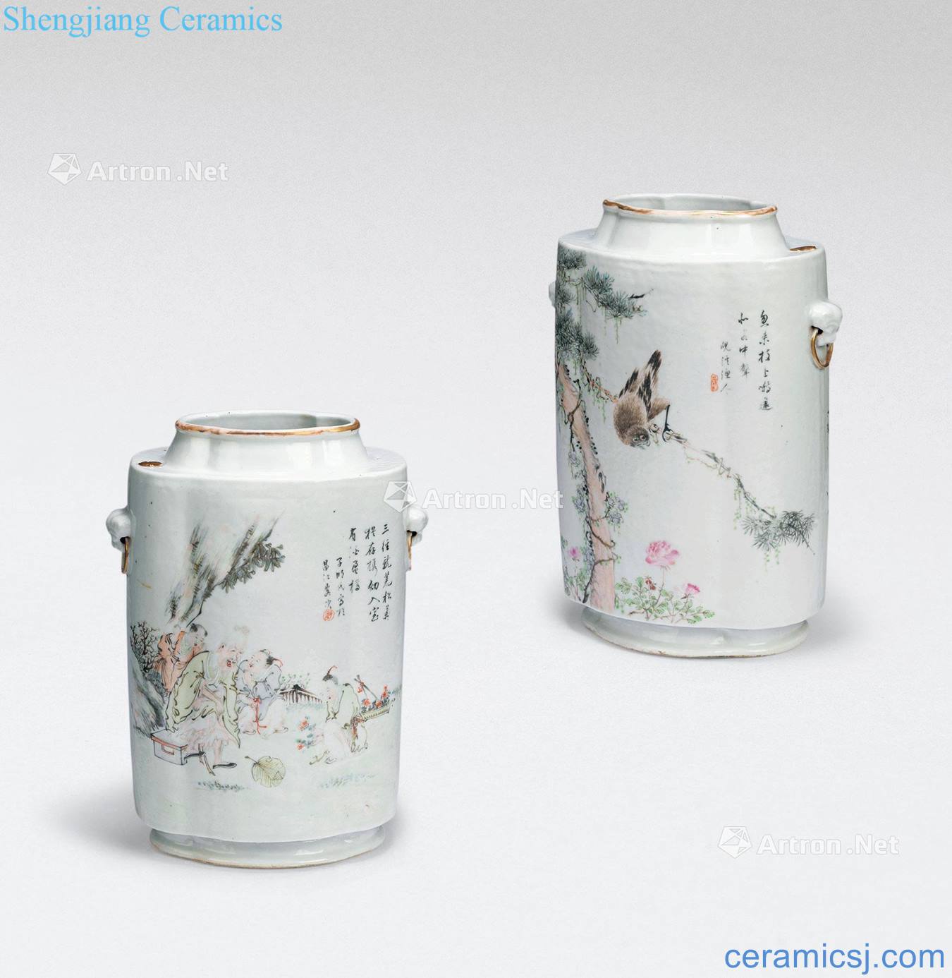 Qing YuZiMing Shallow purple character flower-and-bird hitom bottles (a)