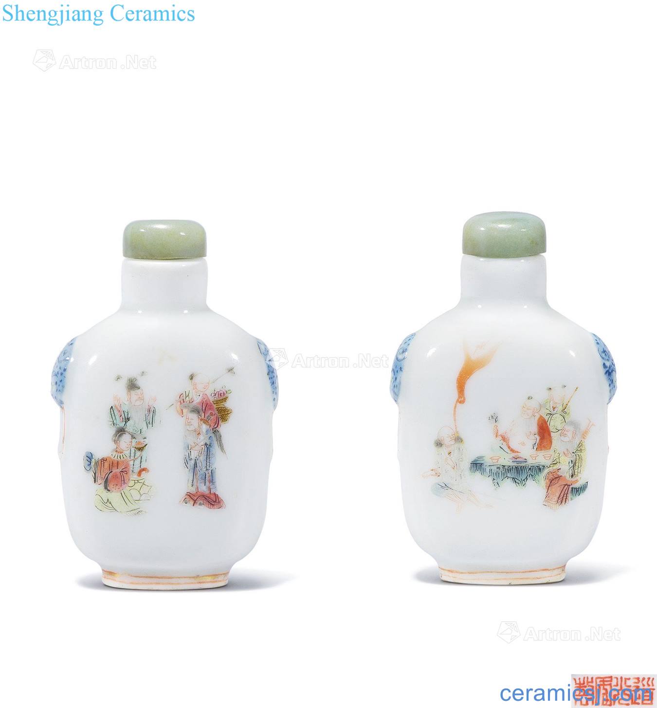 Qing daoguang Pastel the eight immortals character figure snuff bottles