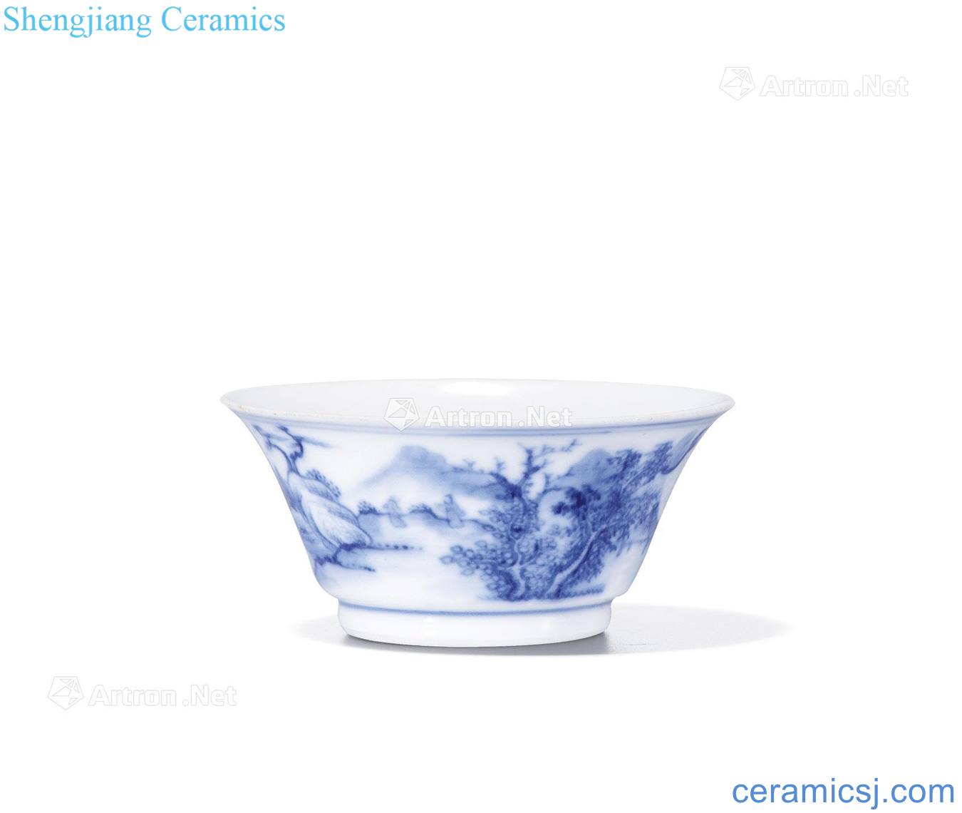 The qing emperor kangxi Blue and white landscape character lines