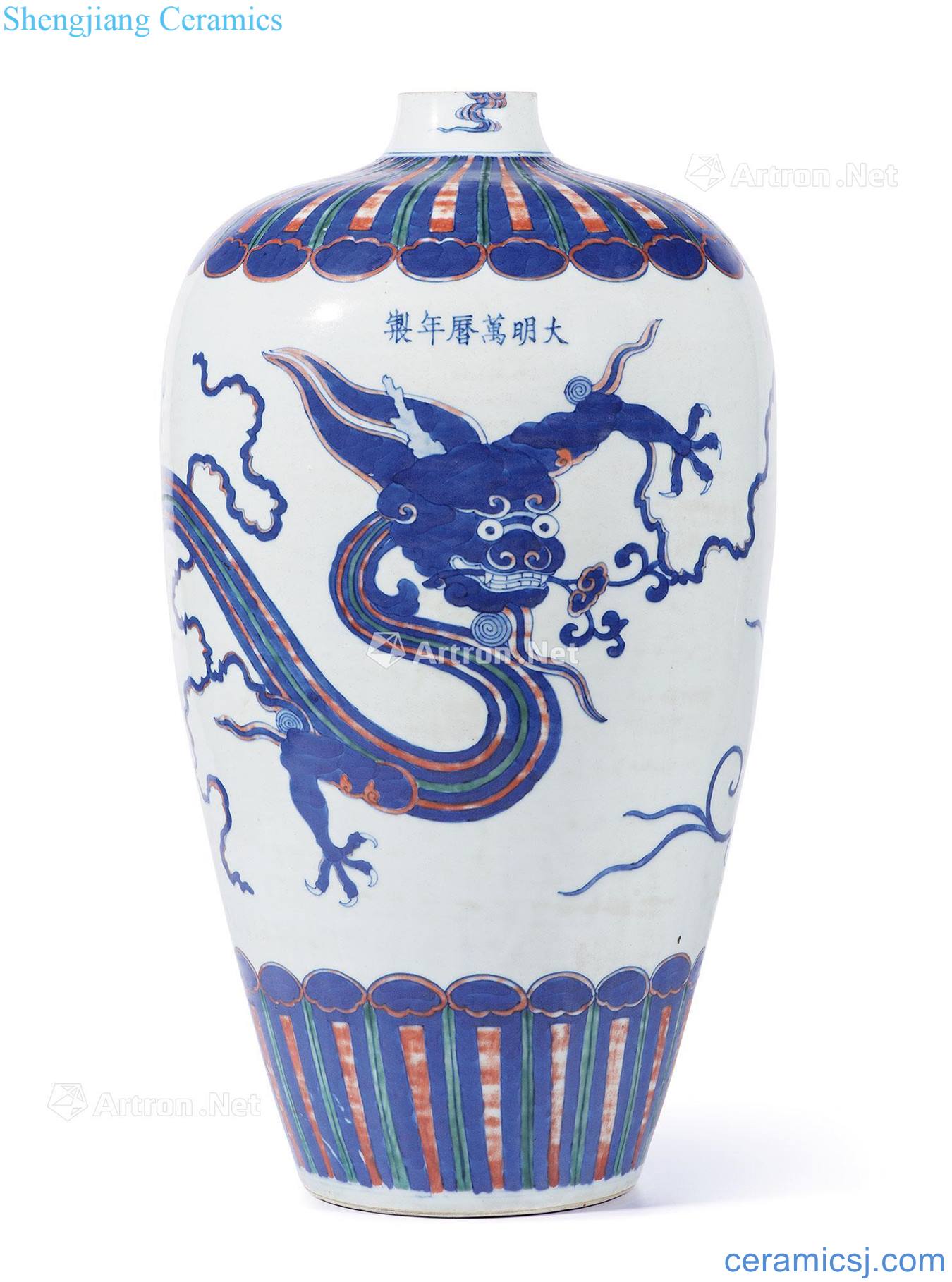 qing Blue and white color YunLongWen large bottle