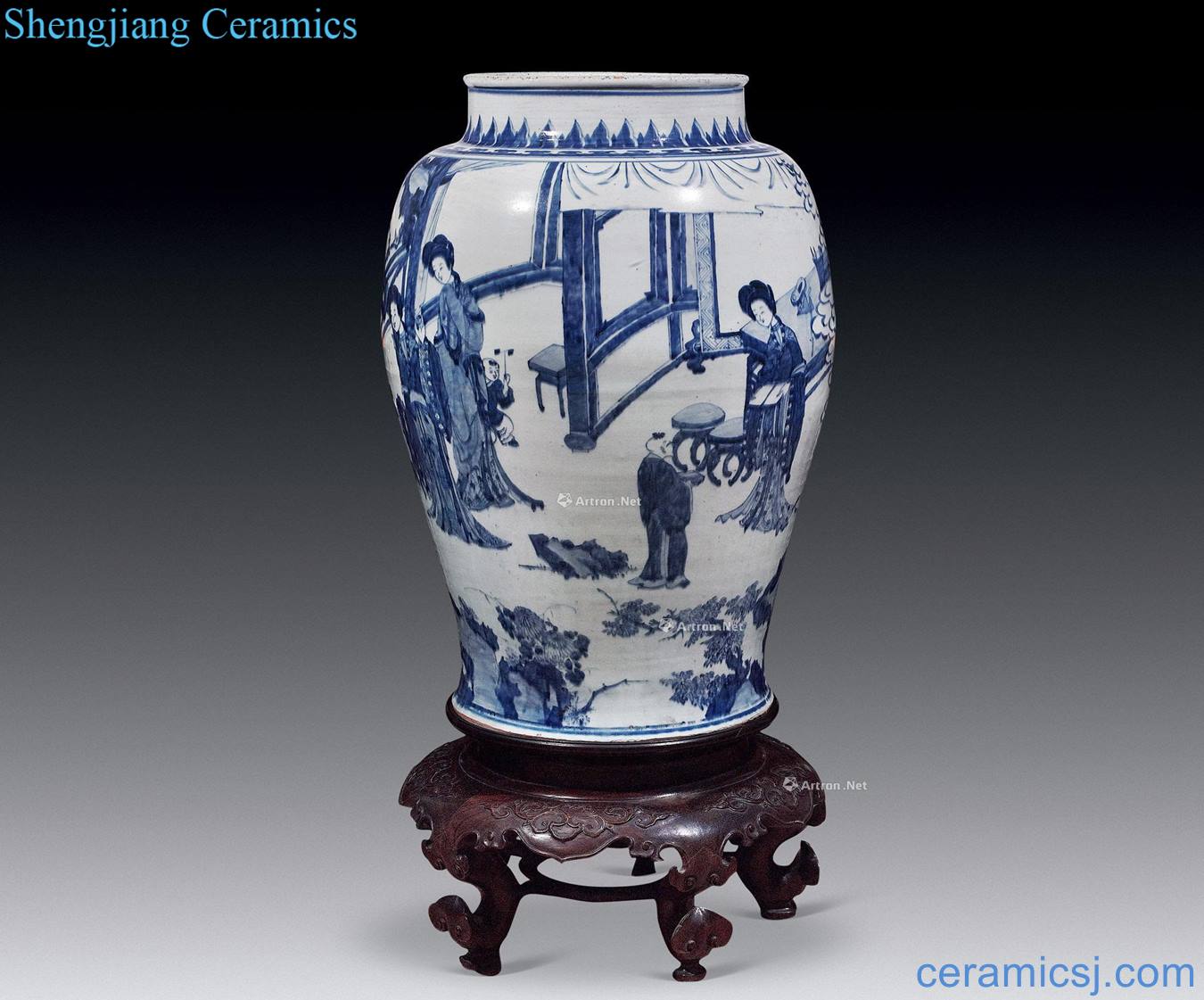 The qing emperor kangxi Blue and white ladies big cans