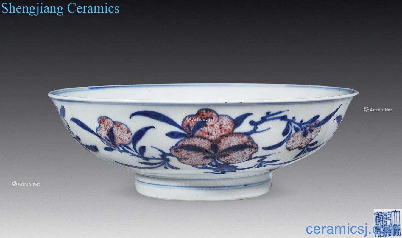 Qing qianlong Blue and white youligong sanduo green-splashed bowls