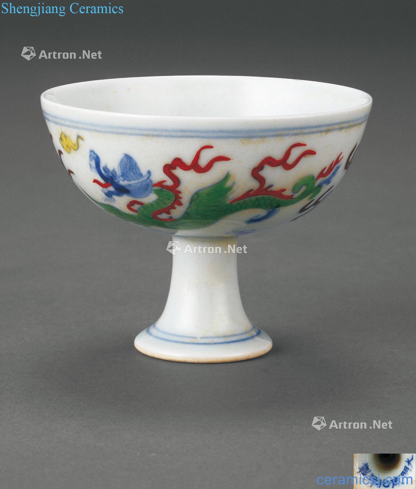 Ming chenghua dou dragon grain footed cup