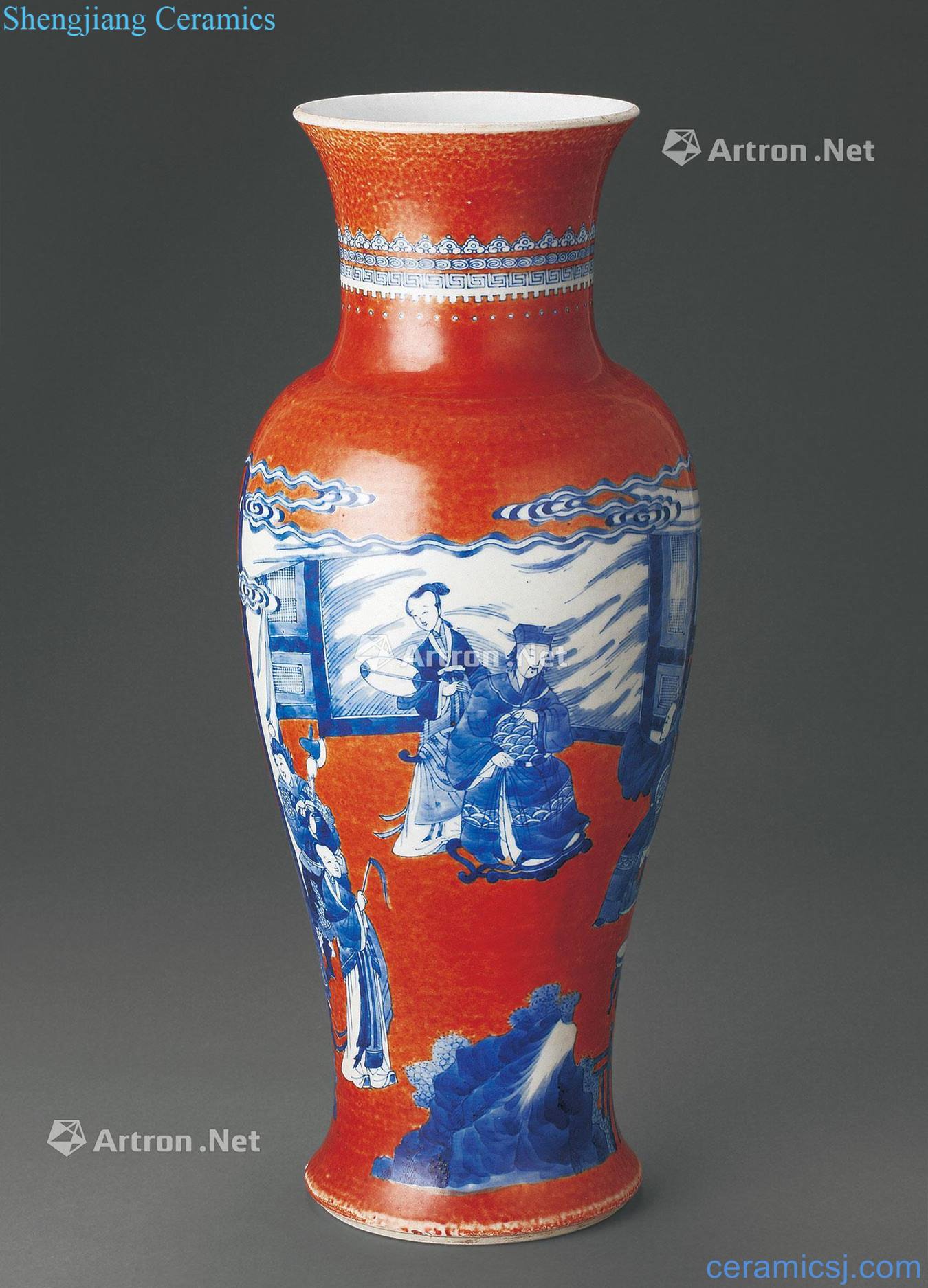 qing Kangxi porcelain youligong goddess of mercy bottle