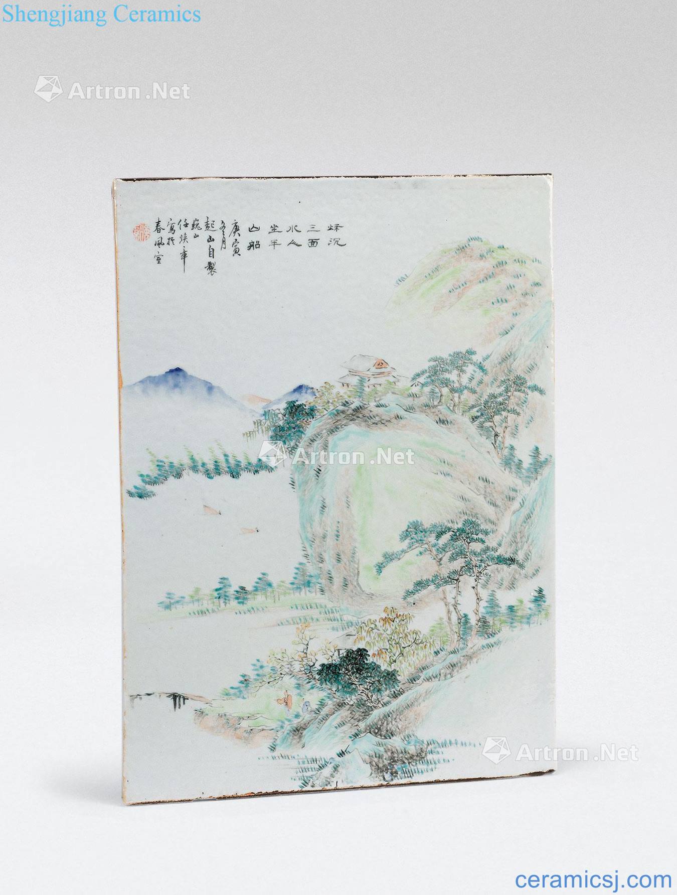 Qing Ren Huanzhang shallow purple landscape porcelain plate