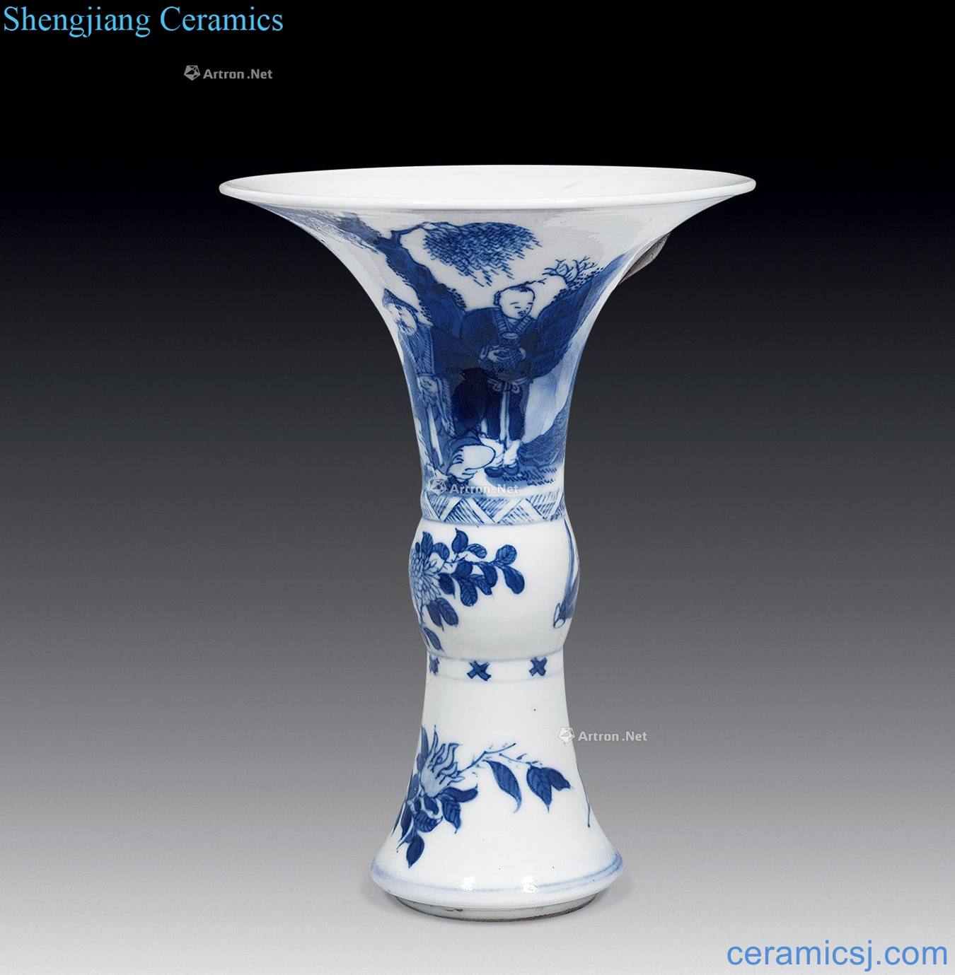 The qing emperor kangxi Blue and white flower vase with characters