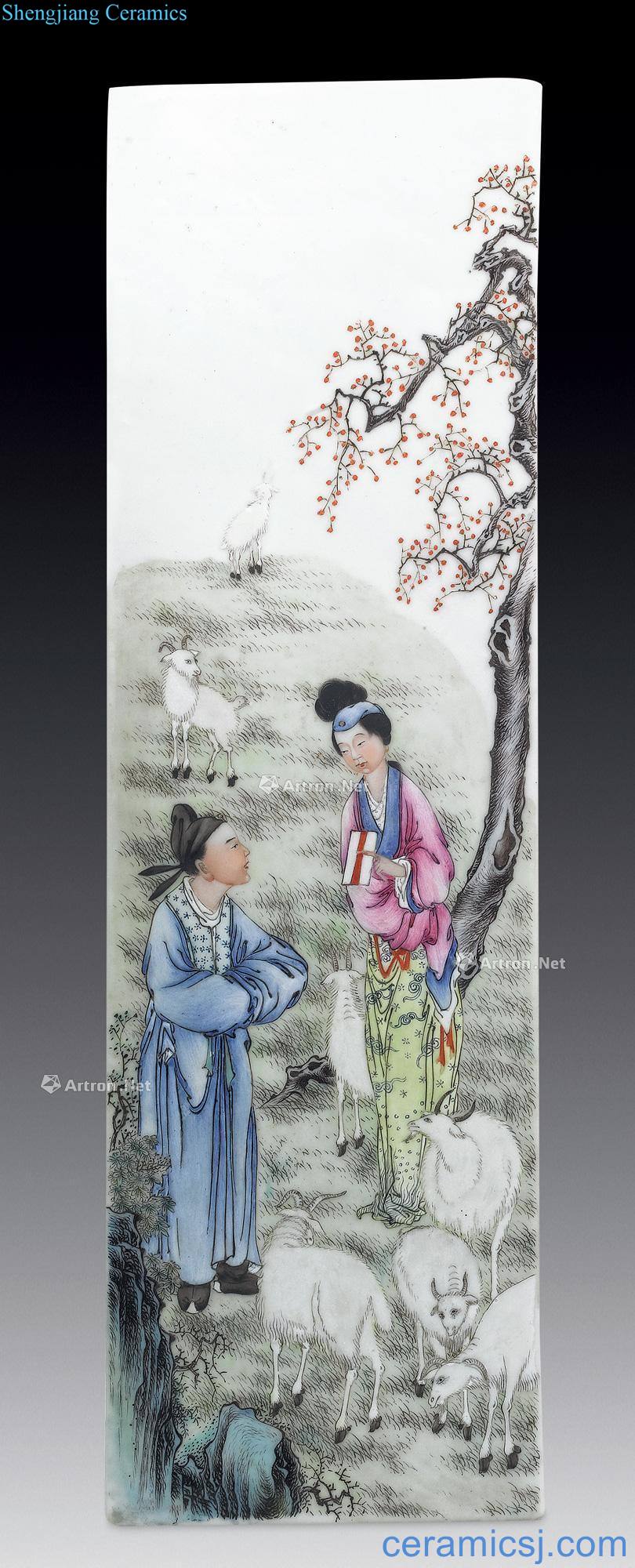 Clear pastel LiuYiChuan book grain porcelain plate