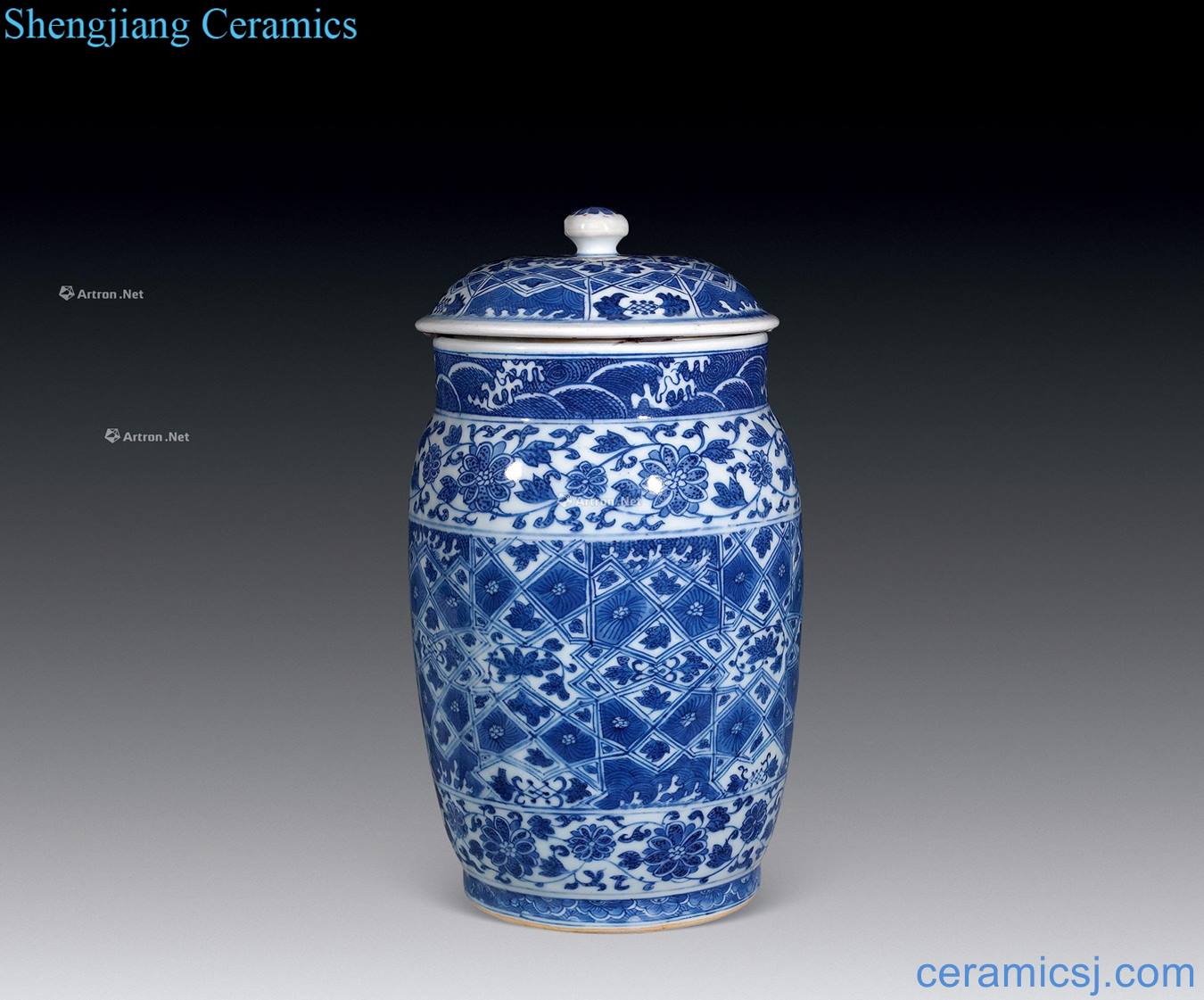 Qing qianlong Blue and white change kam striate cans