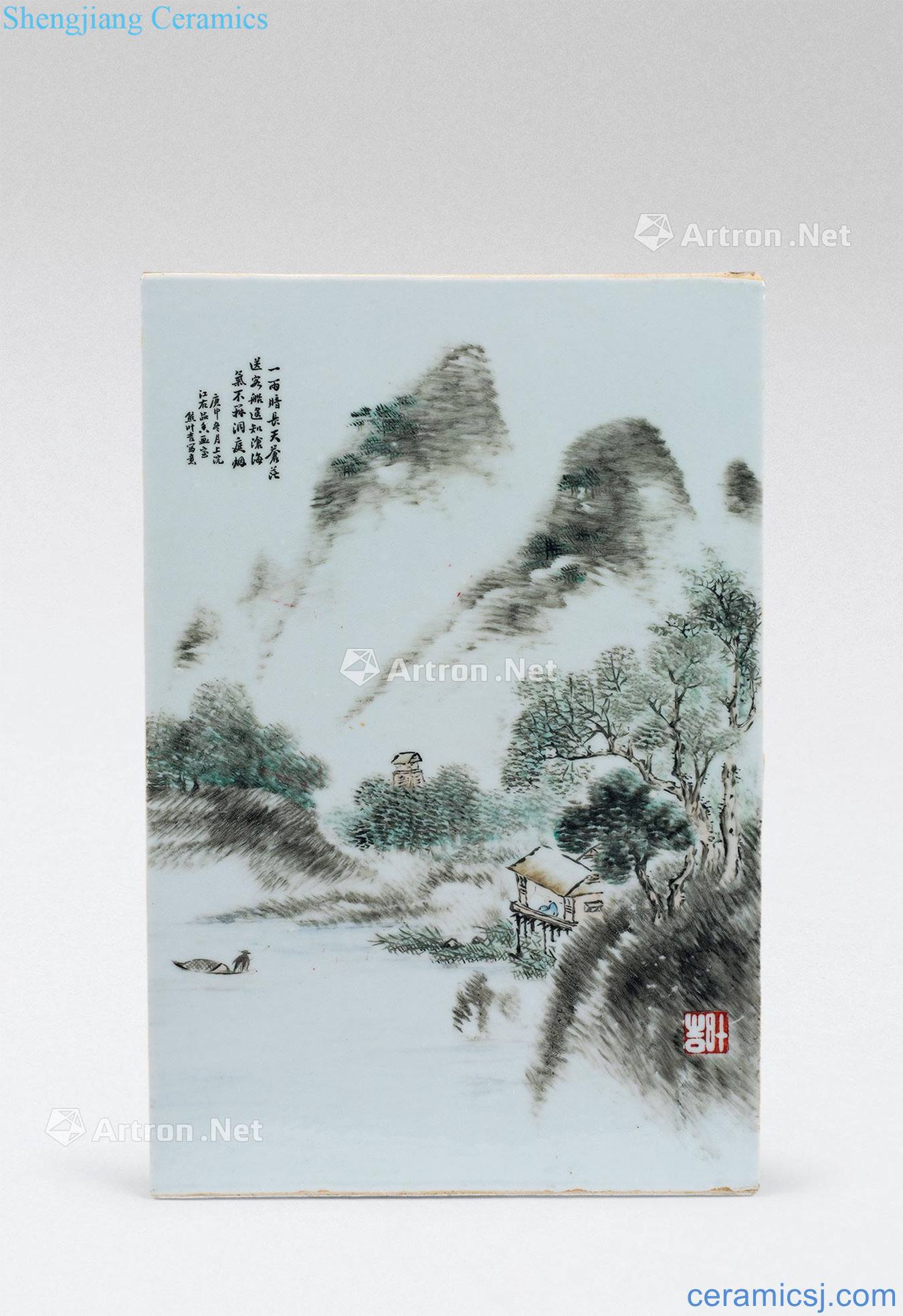 Bear reign of qing emperor guangxu Ye Ji shallow purple landscape porcelain plate