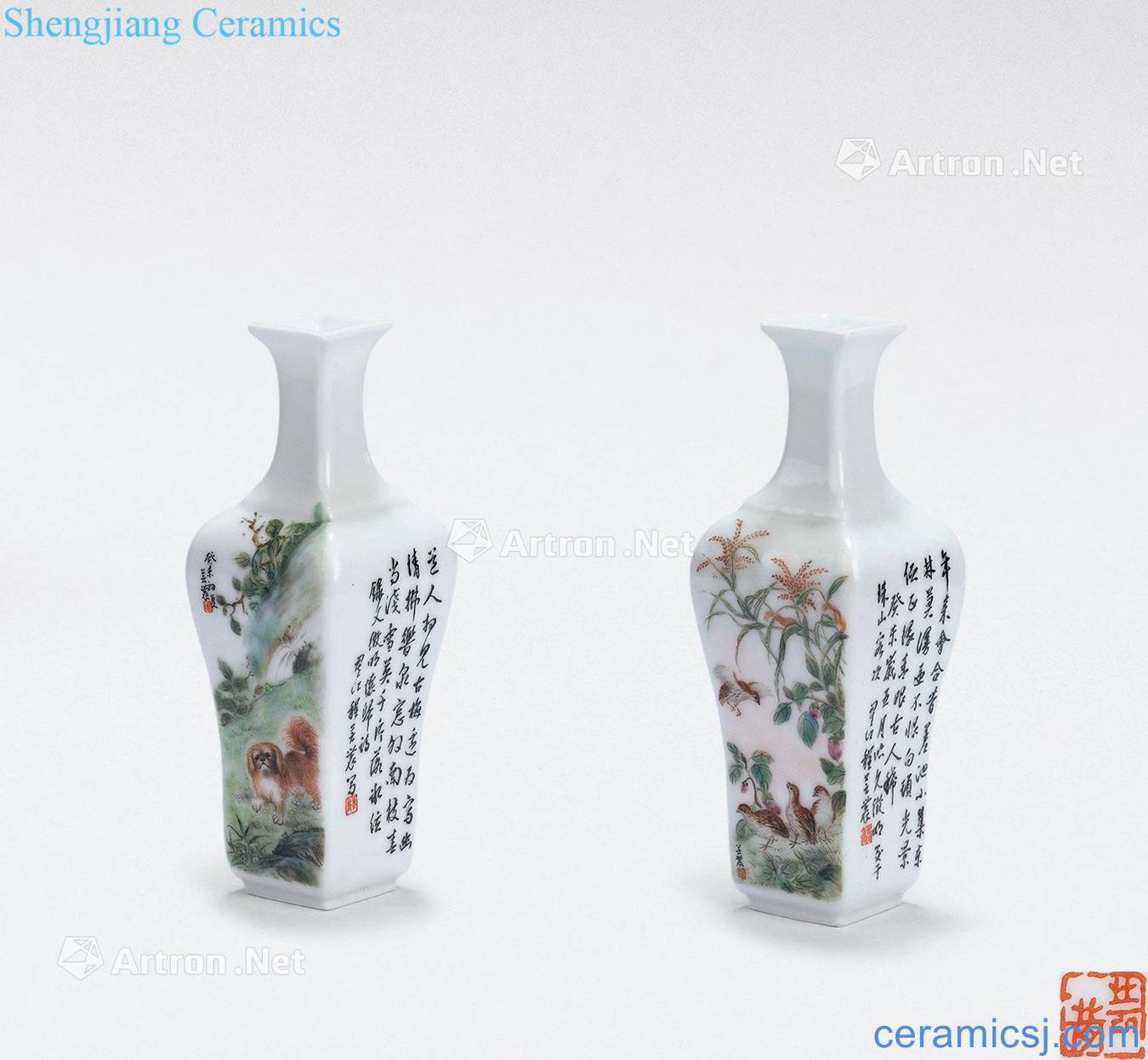 Cheng Yunnong enamel square bottle (a) of the republic of China