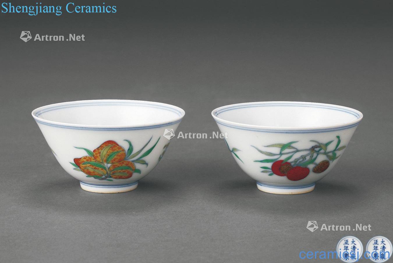 qing Yongzheng bucket colored fruits and vegetables grain cup (one of)