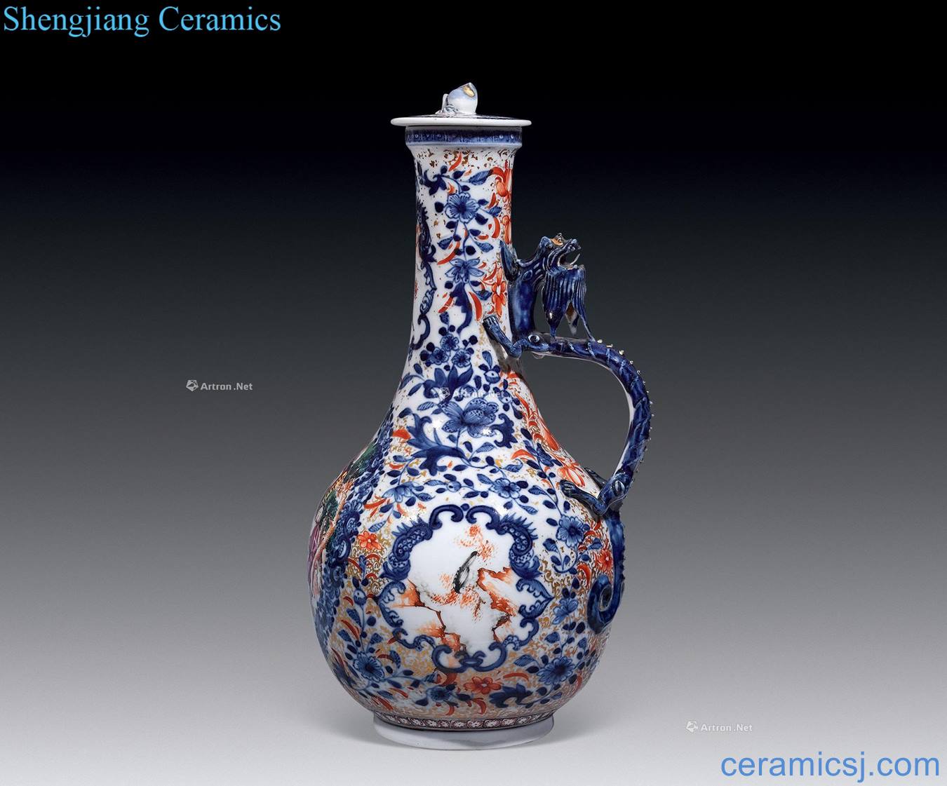 Qing qianlong pastel blue open box figure dragon the decanter