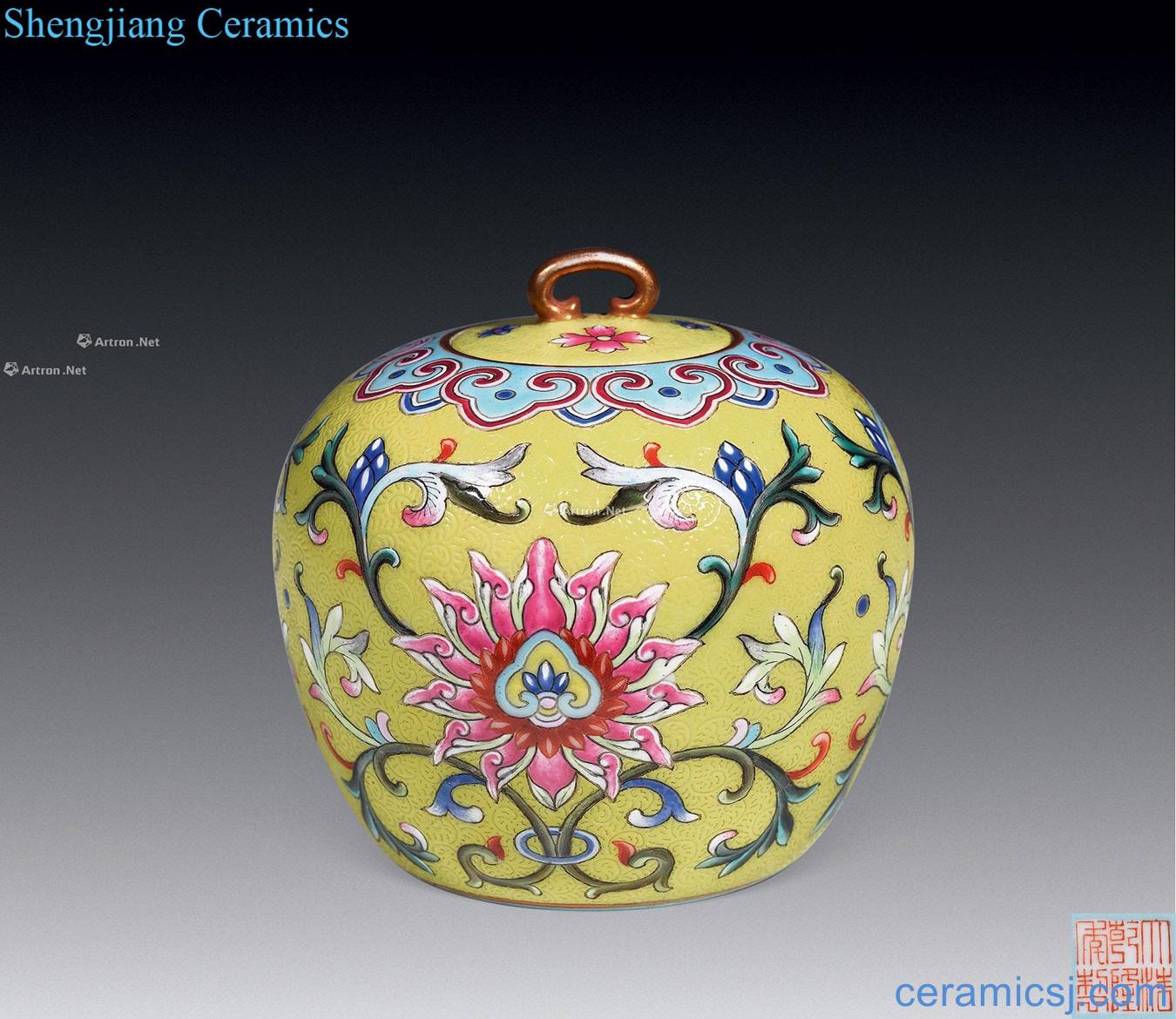 Qing qianlong to pastel yellow flower pot