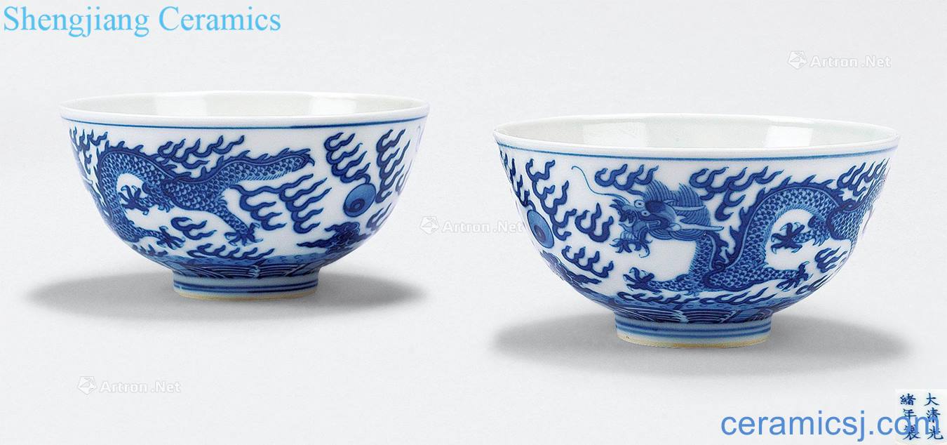Qing guangxu Blue and white dragon bowl (a)