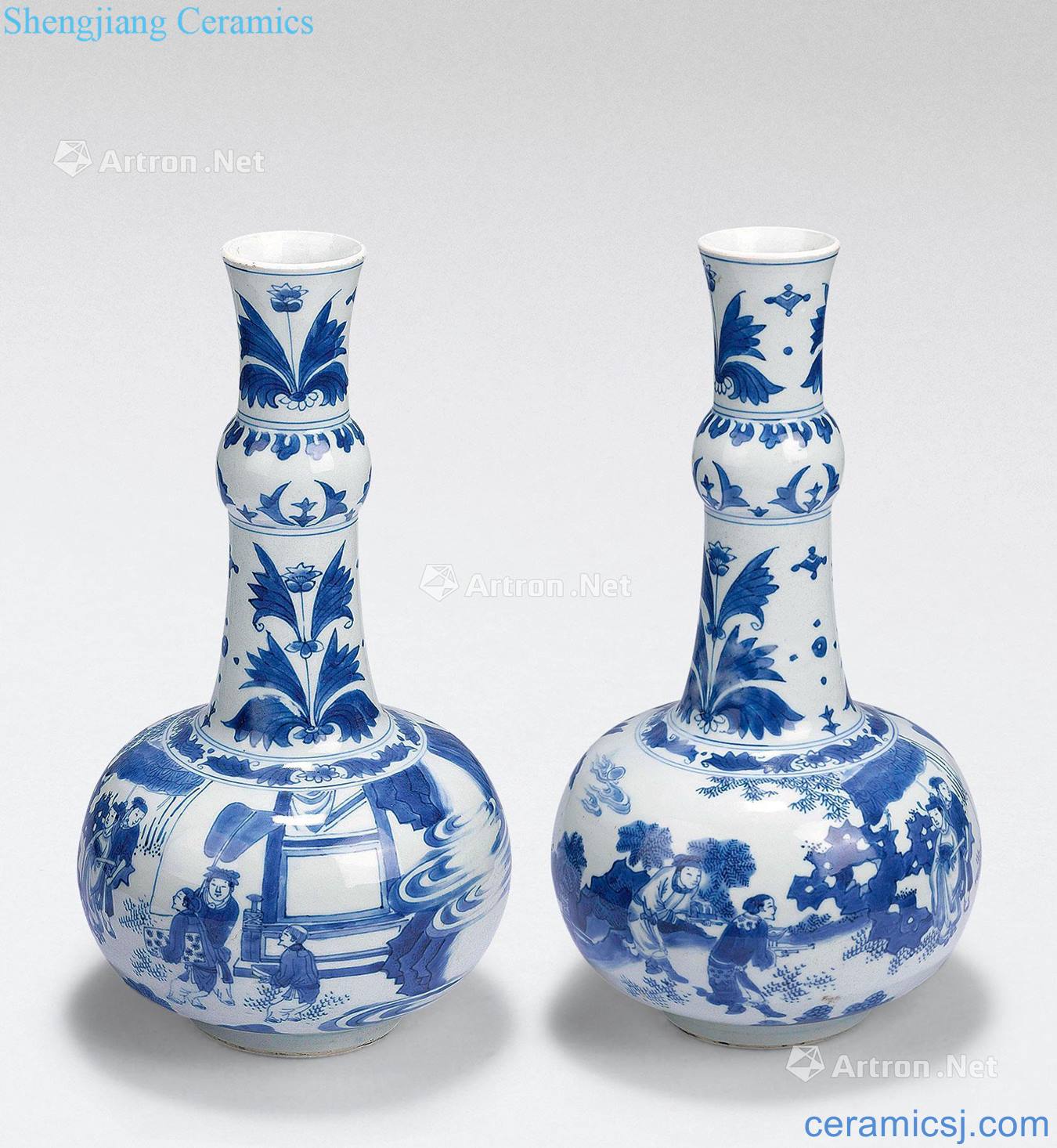 Ming Blue and white characters garlic bottle (a)