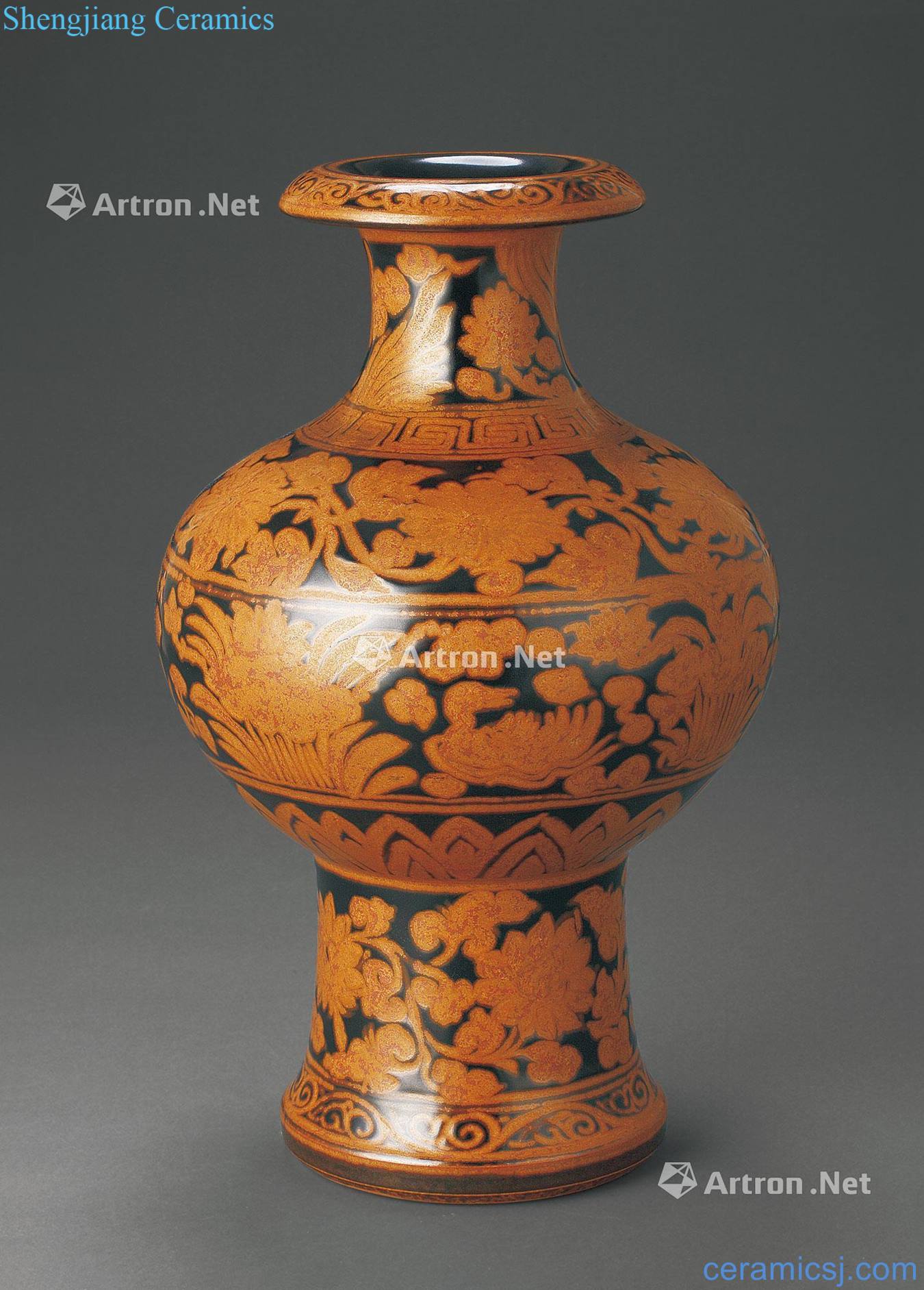 yuan Brown color grain treasure vase