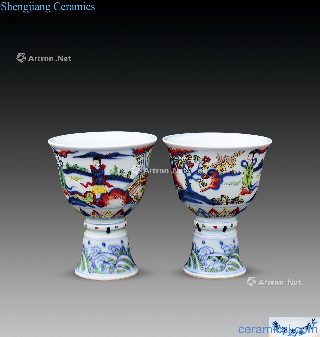 Ming xuande colorful character lines best cup (a),