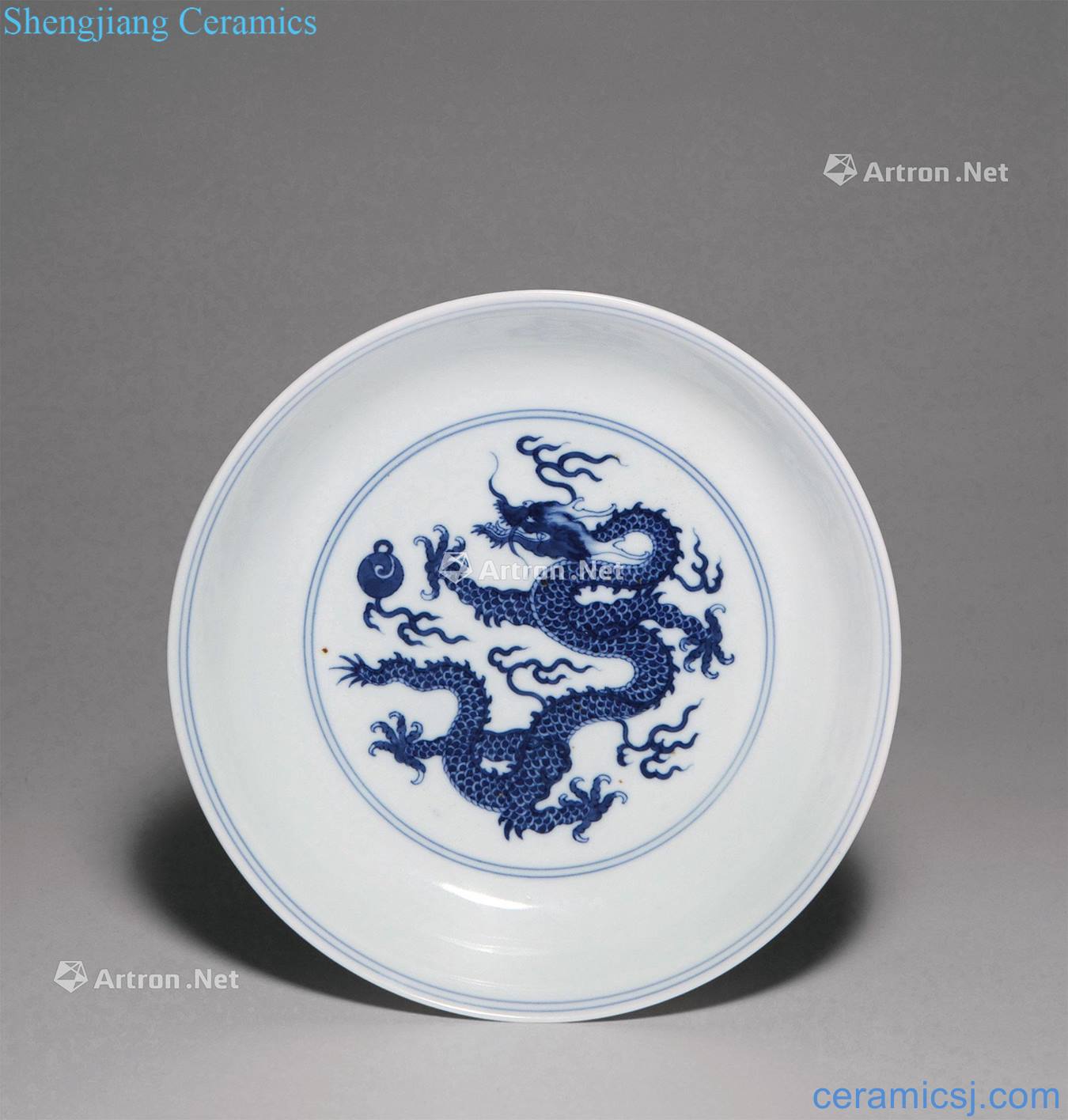 Qing yongzheng Blue and white YunLongWen plate