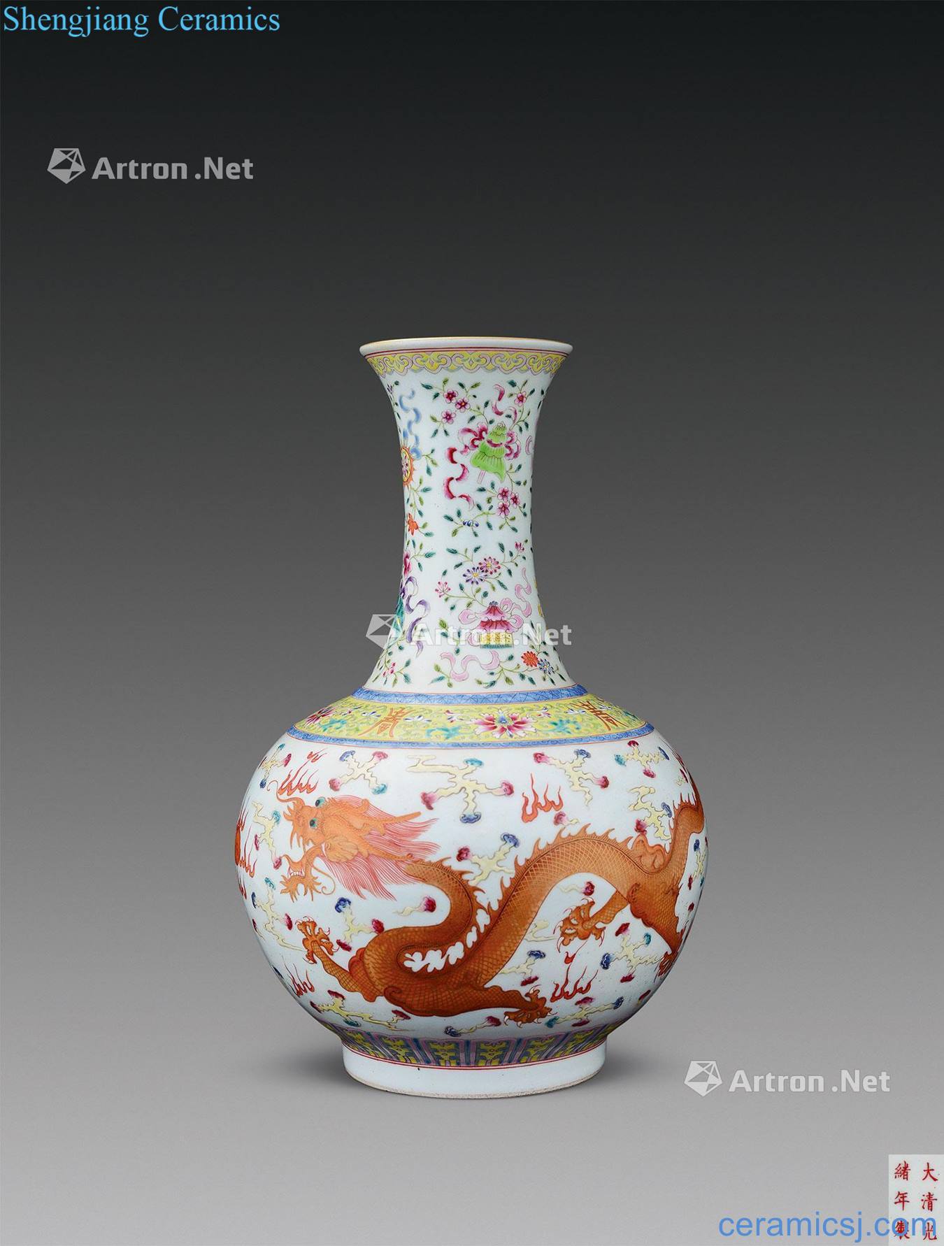 Qing guangxu Pastel longfeng pattern design