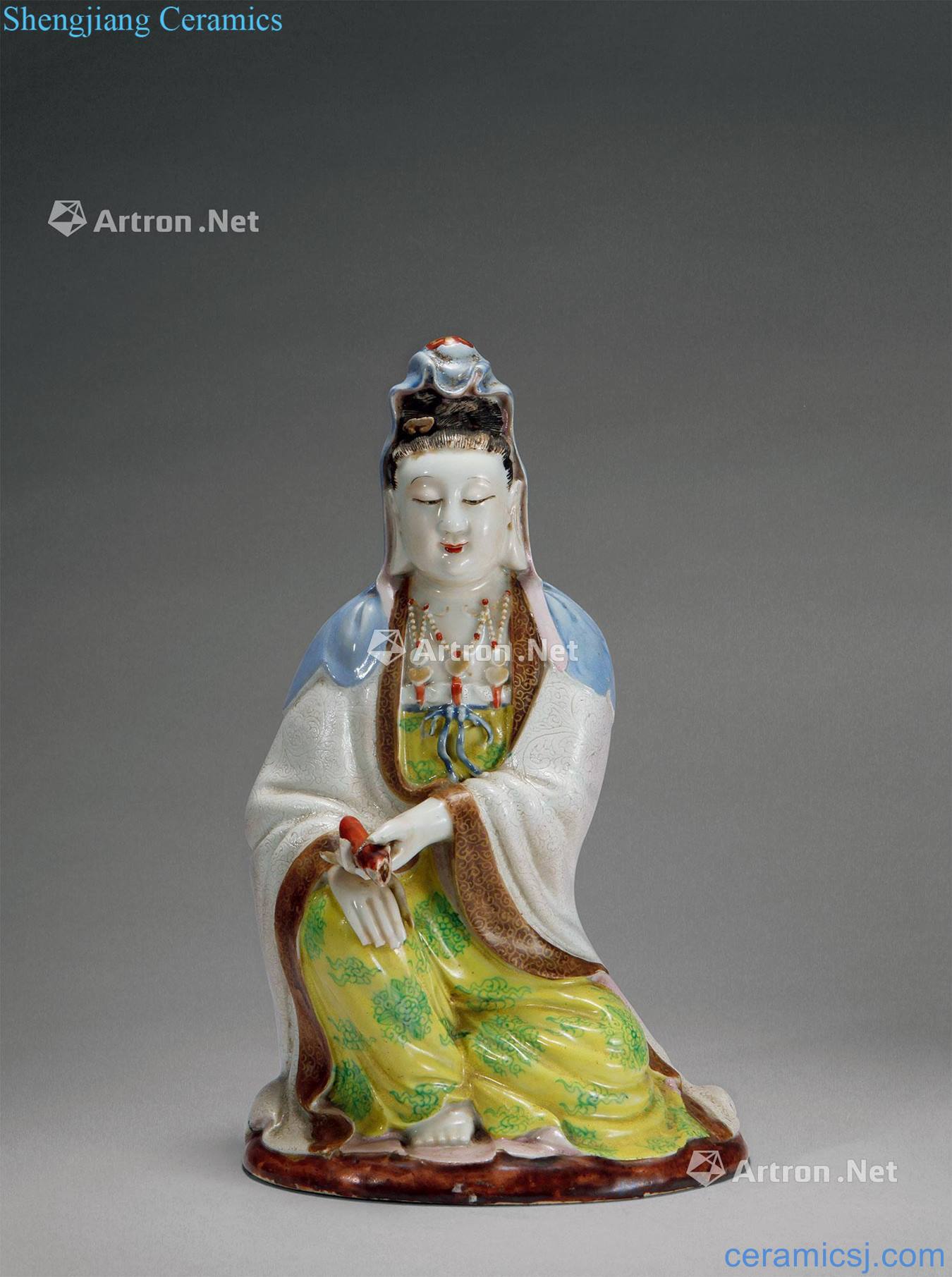 Qing qianlong pastel rolling like the goddess of mercy